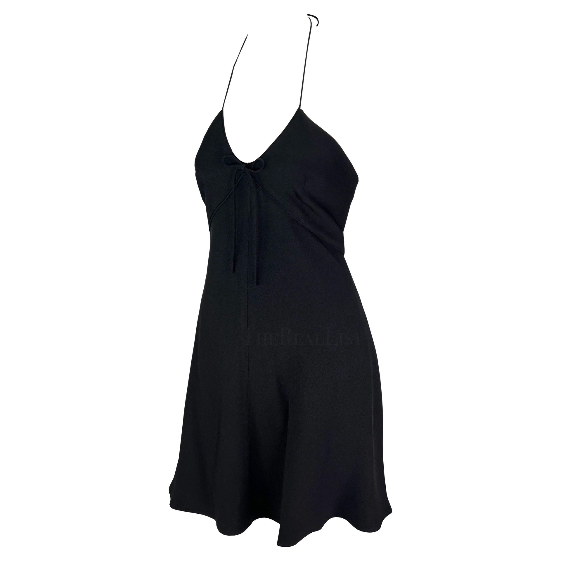 S/S 1995 Dolce & Gabbana Black Bow Halterneck Flare Mini Dress