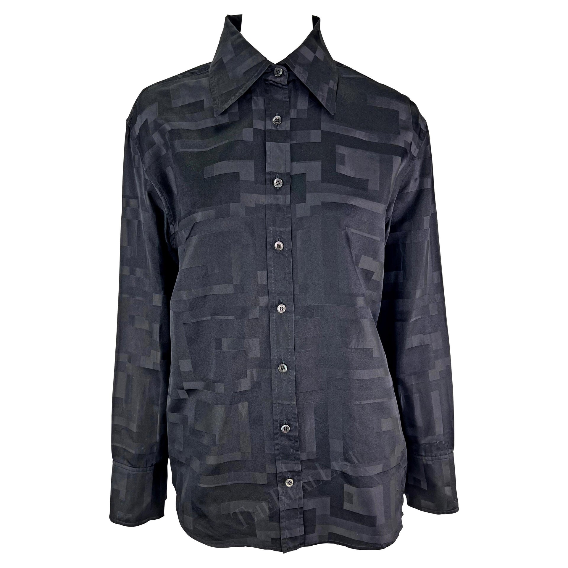 S/S 1998 Gucci by Tom Ford GG Monogram Black Cotton Silk Button Up Shirt