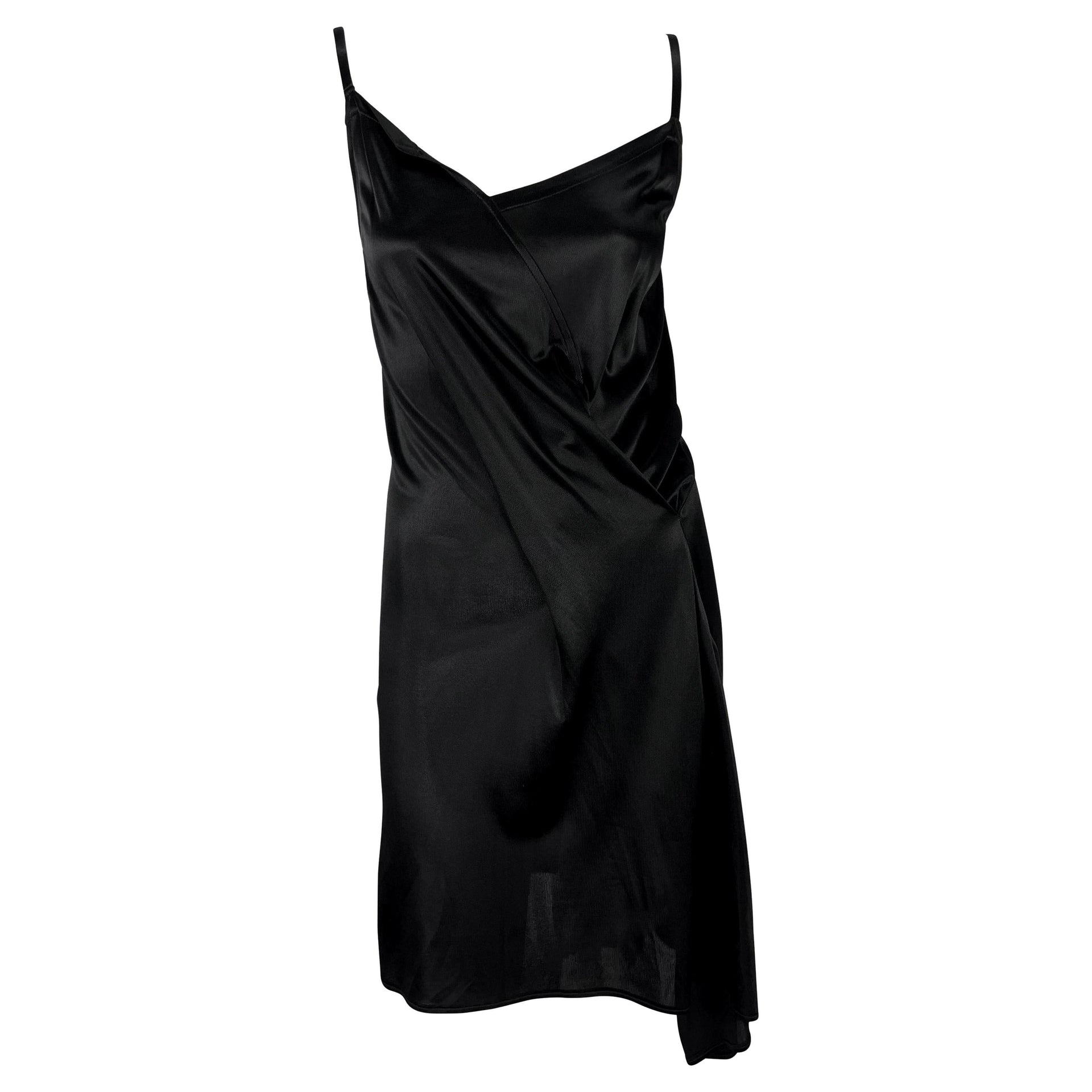NWT 1990s Ann Demeulemeester Black Viscose Asymmetric Wrap-Style Dress