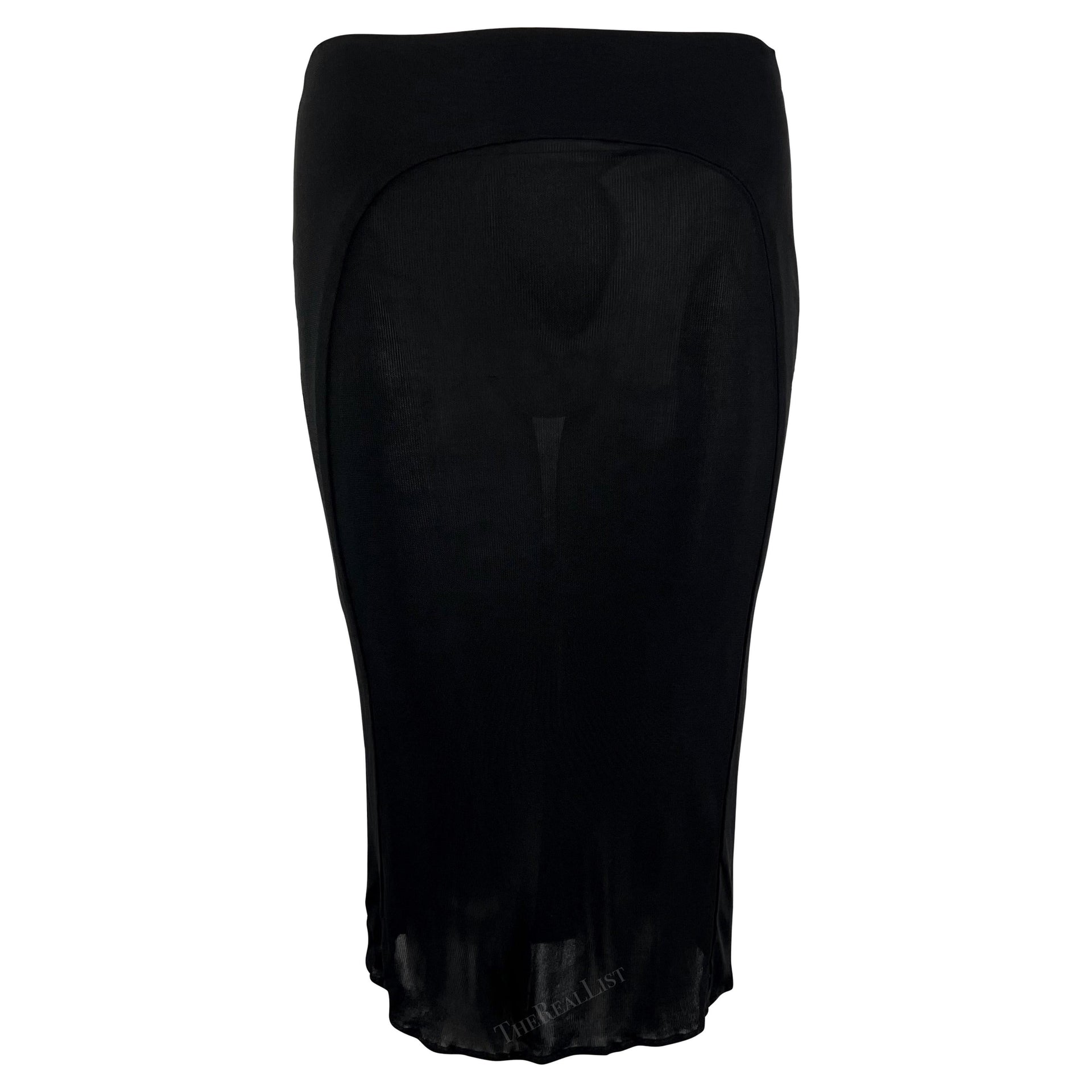 2000s Yigal Azrouel Bodycon Semi-Sheer Panel Black Skirt