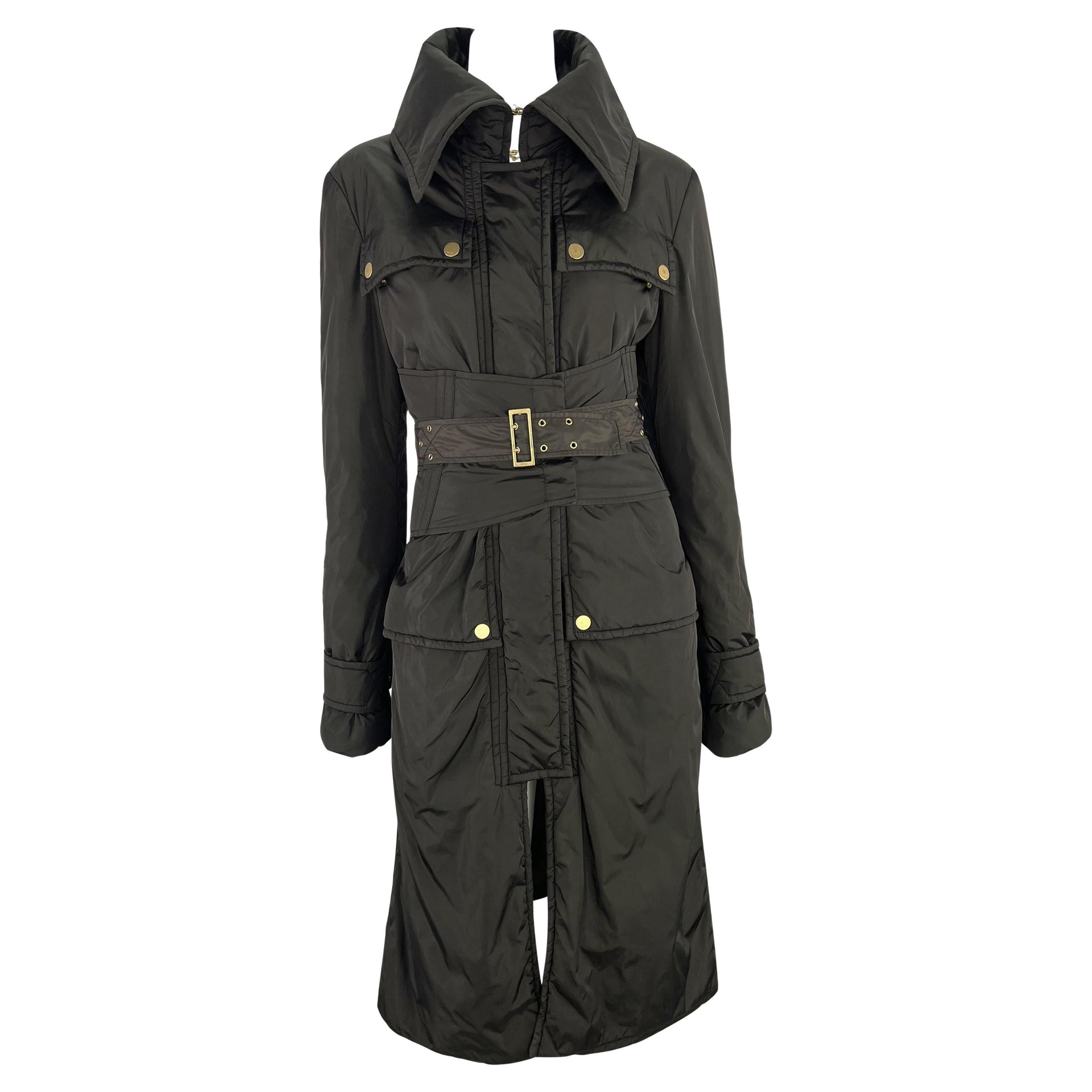 F/W 2003 Gucci by Tom Ford Runway Corseted Full Length Nylon Puffer Coat