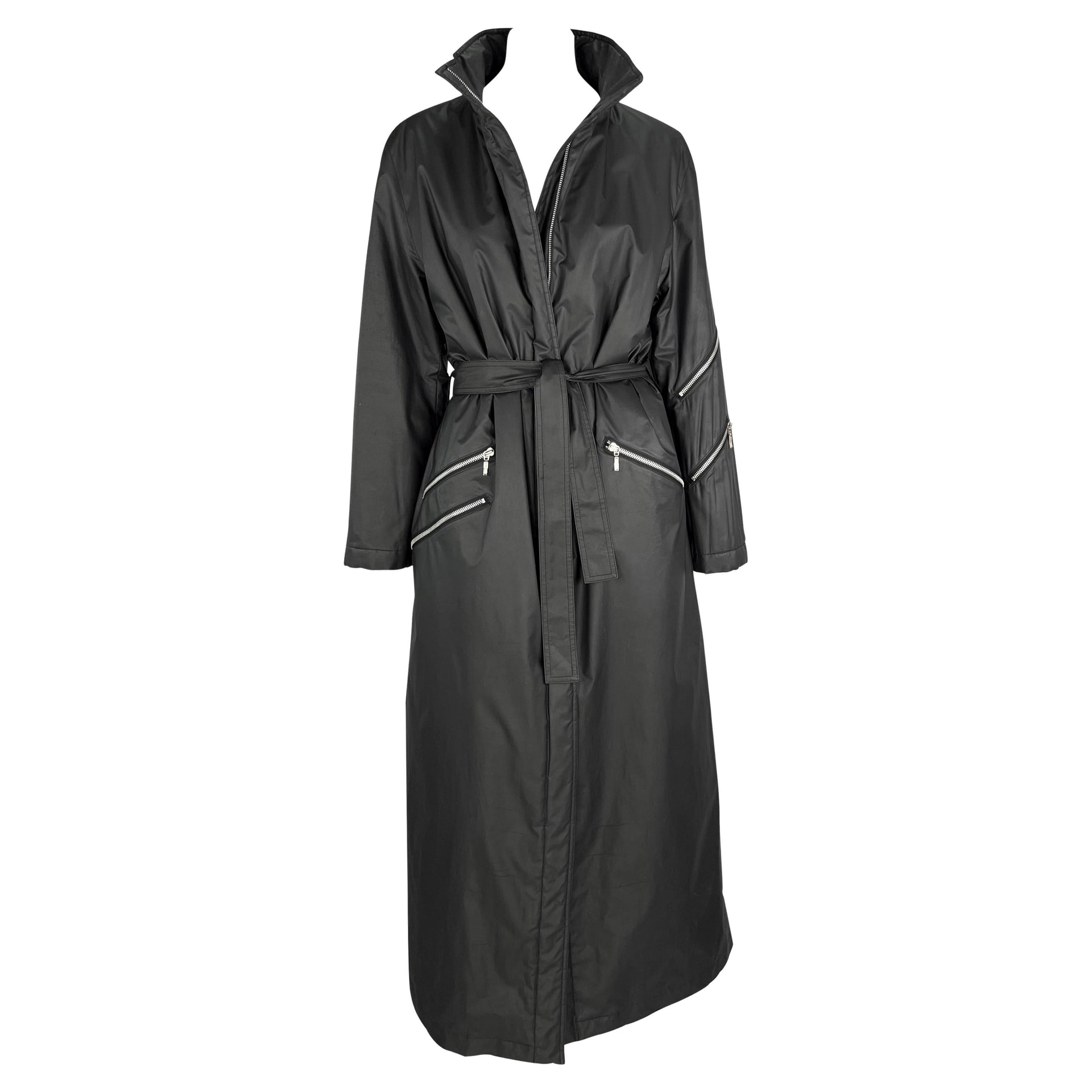 F/W 1998 Gianni Versace by Donatella Multi Zip Belted Full-Length Trench Coat