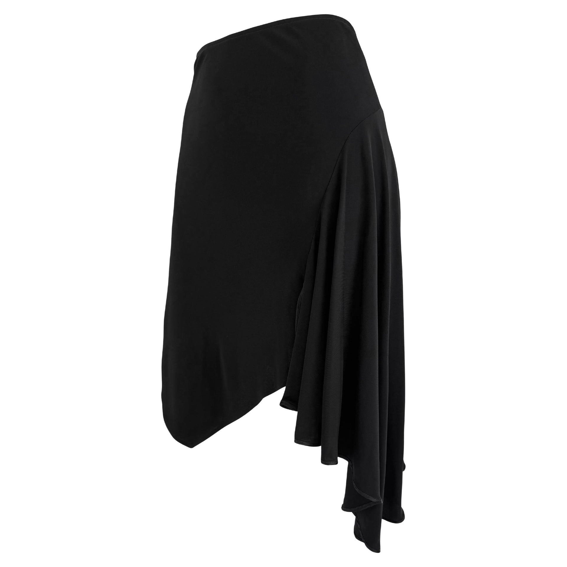 Early 2000s Yigal Azrouel Black Asymetric Stretch Flare Skirt