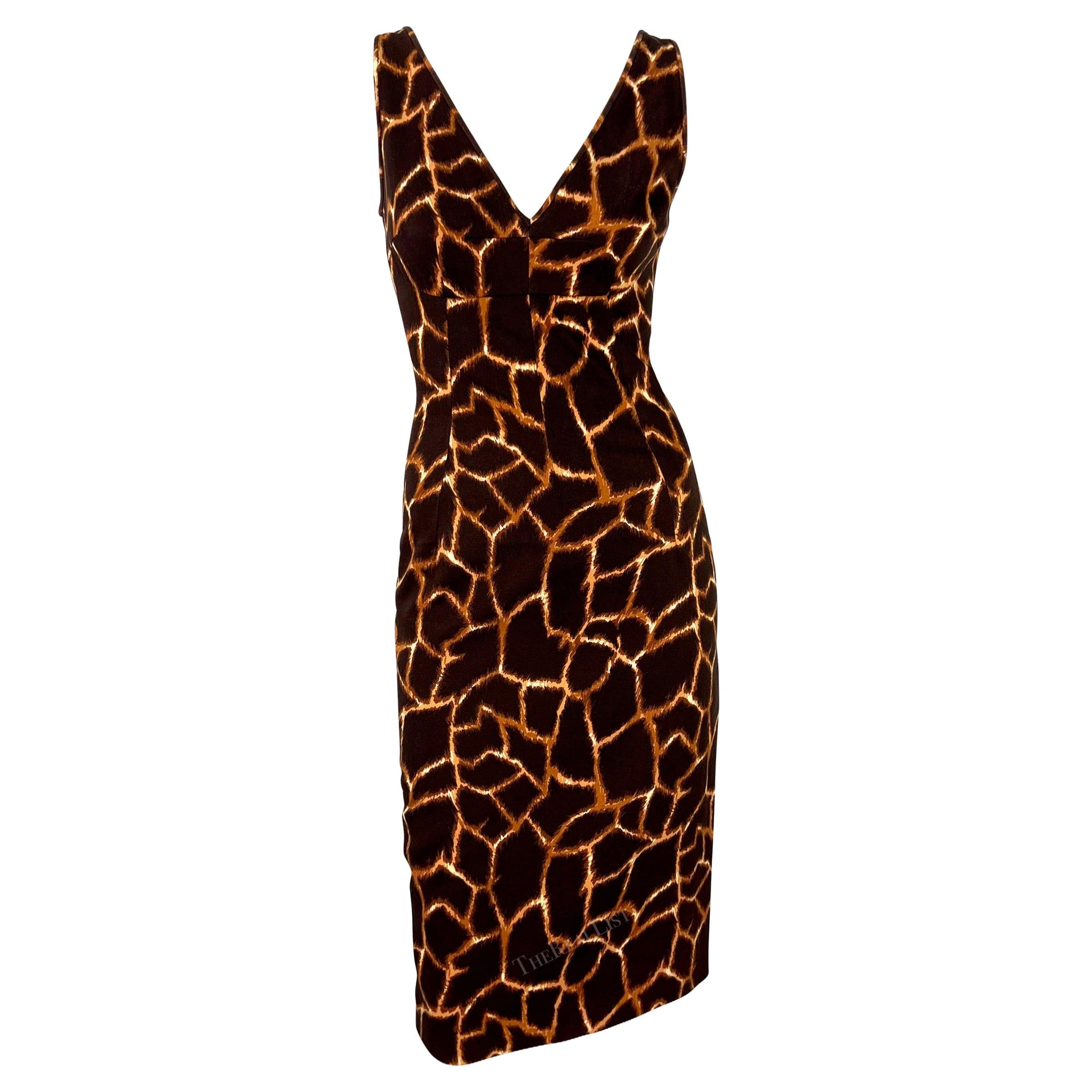 2000s Dolce & Gabbana Animal Print Brown Cotton Sleeveless Dress