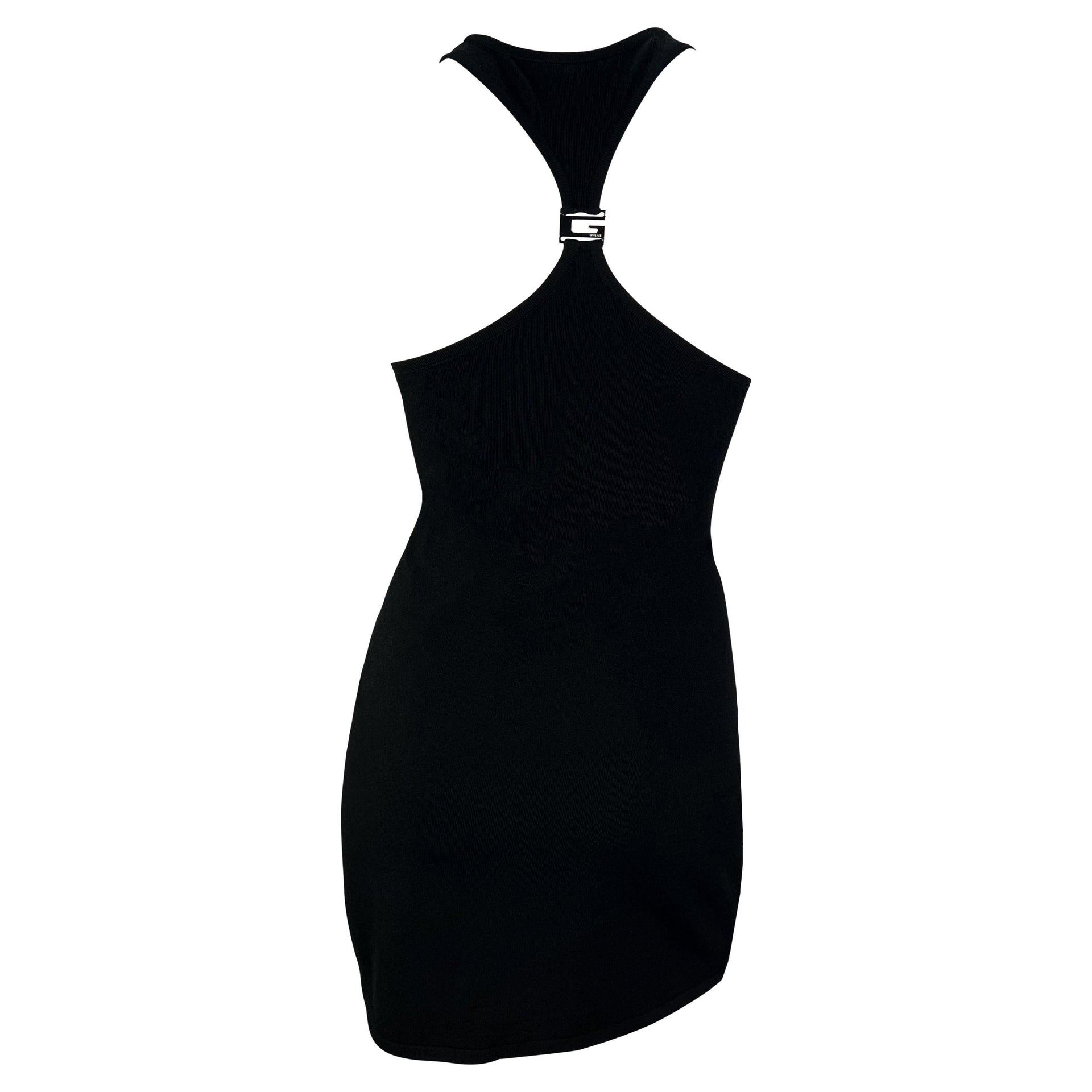 S/S 1998 Gucci by Tom Ford G Logo Buckle Racerback Knit Dress Black