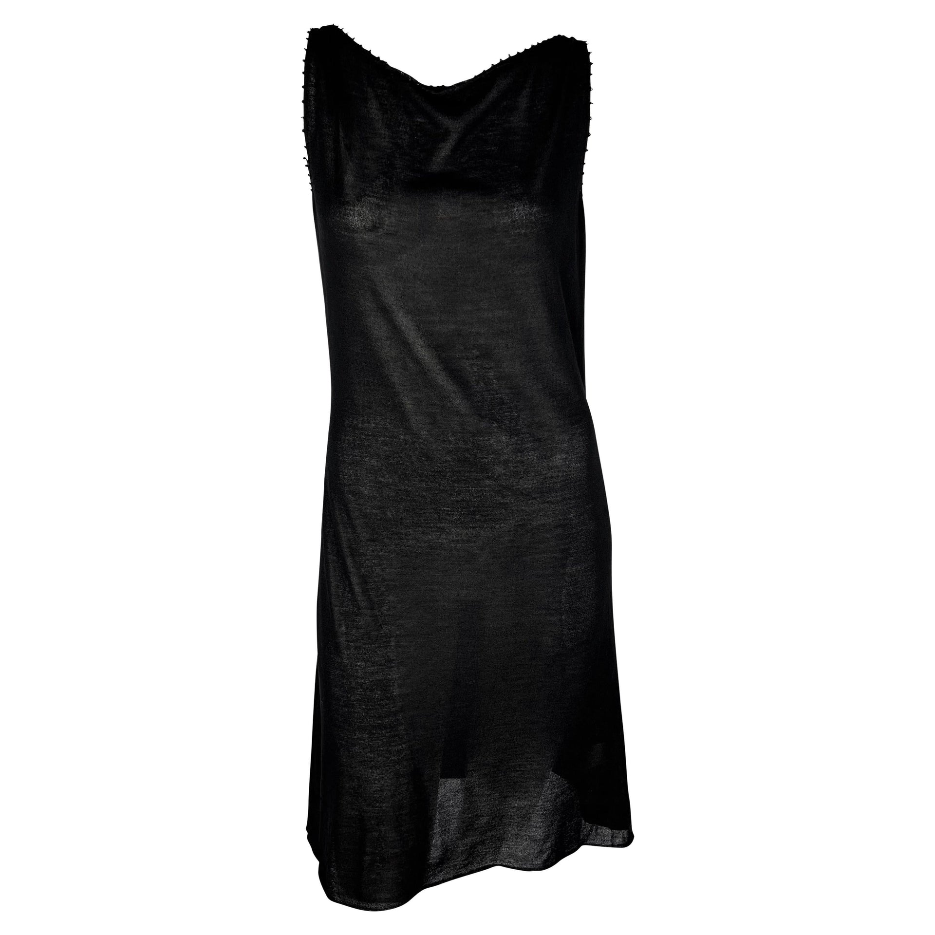 NWT S/S 1999 Gucci by Tom Ford Sheer Knit Silk Glass Beaded Bateau Mini Dress