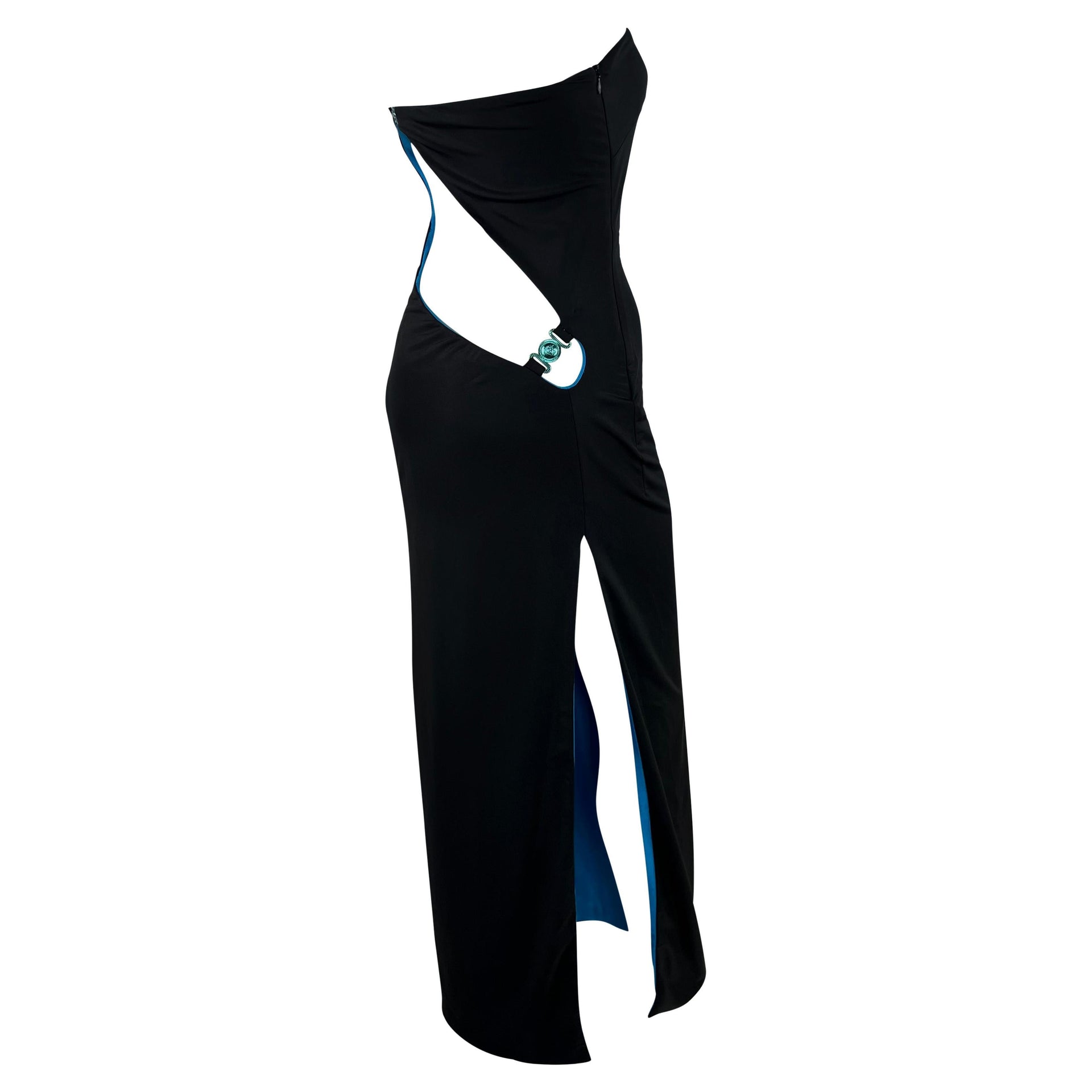 S/S 1998 Gianni Versace by Donatella Wet Look Backless Stretch Runway Dress