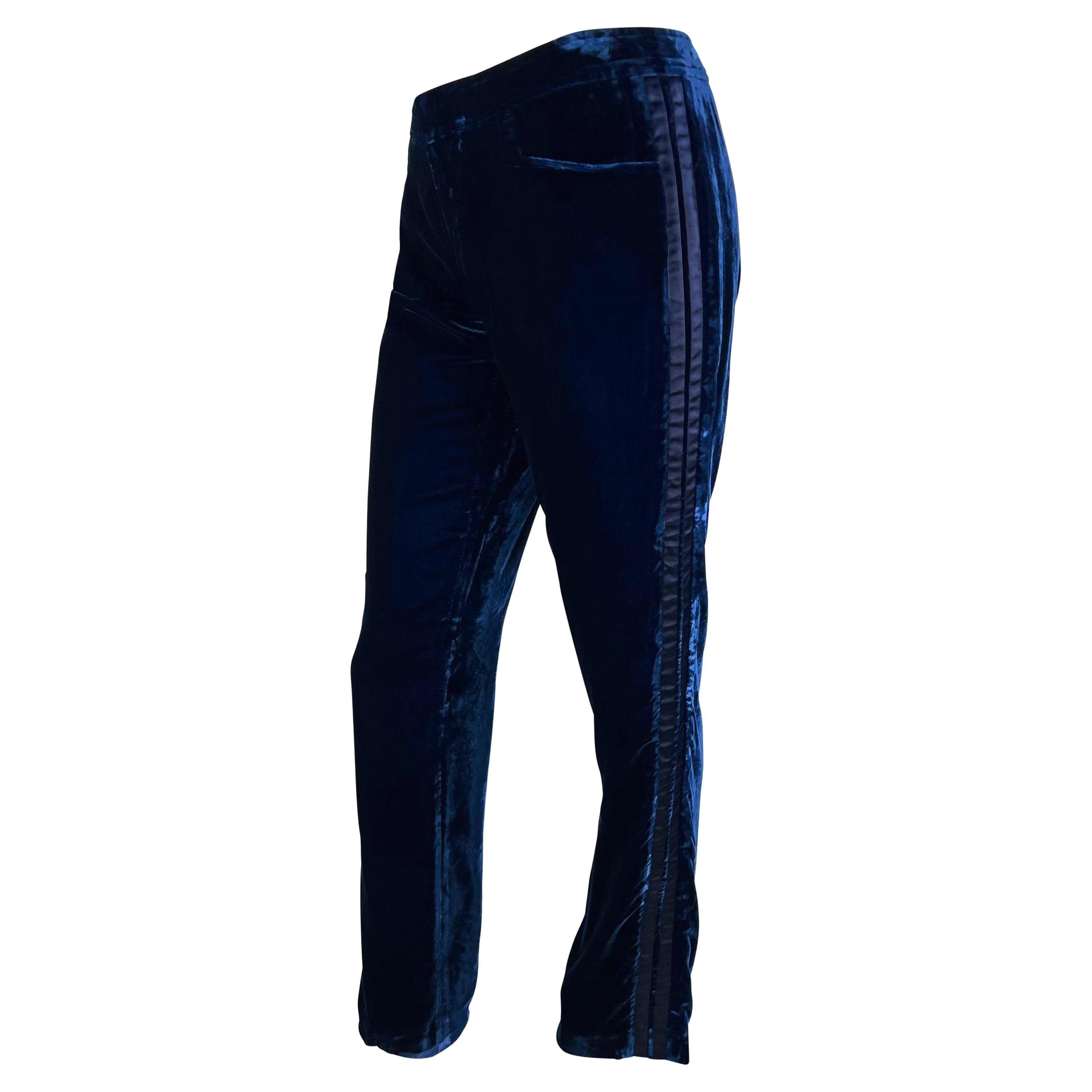 F/W 2004 Gucci by Tom Ford Deep Blue Velvet Satin Trim Tuxedo Pants