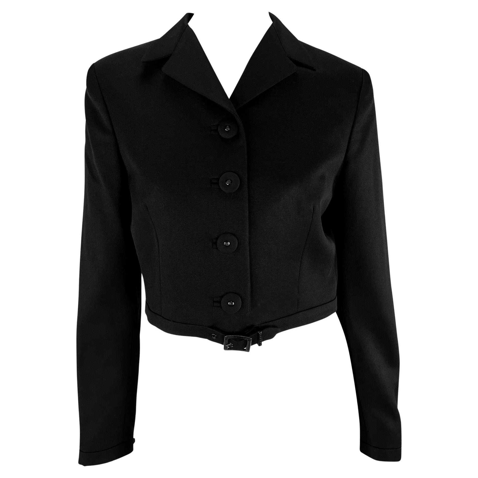 S/S 1996 Gianni Versace Runway Cropped Medusa Button Belted Blazer Jacket