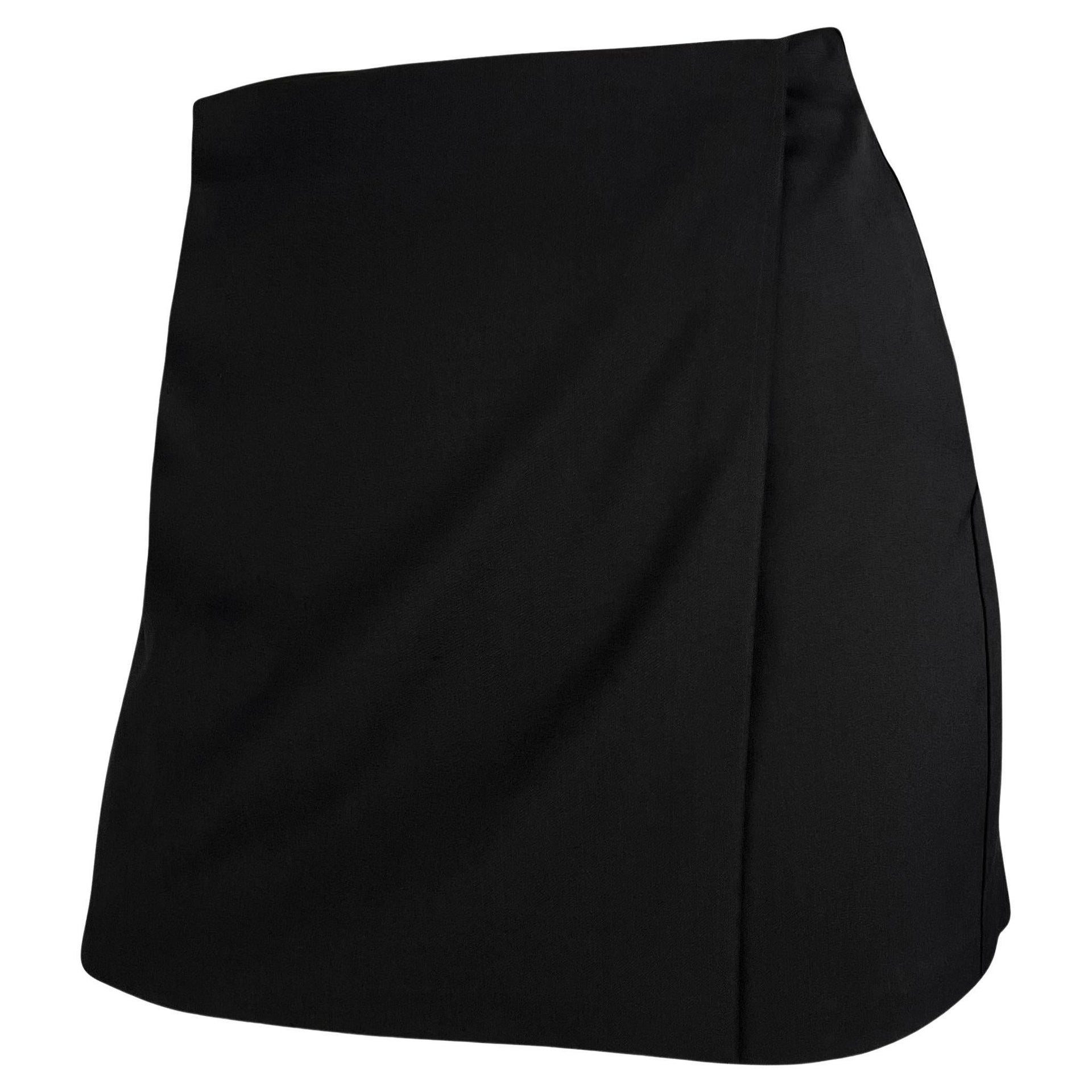 NWT S/S 1998 Gucci by Tom Ford Prototype Black Wrap Stretch Wool Mini Skirt