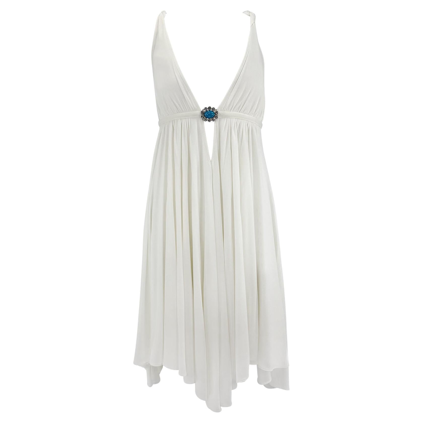 S/S 2005 Michael Kors Runway Plunging White Flare Mini Dress