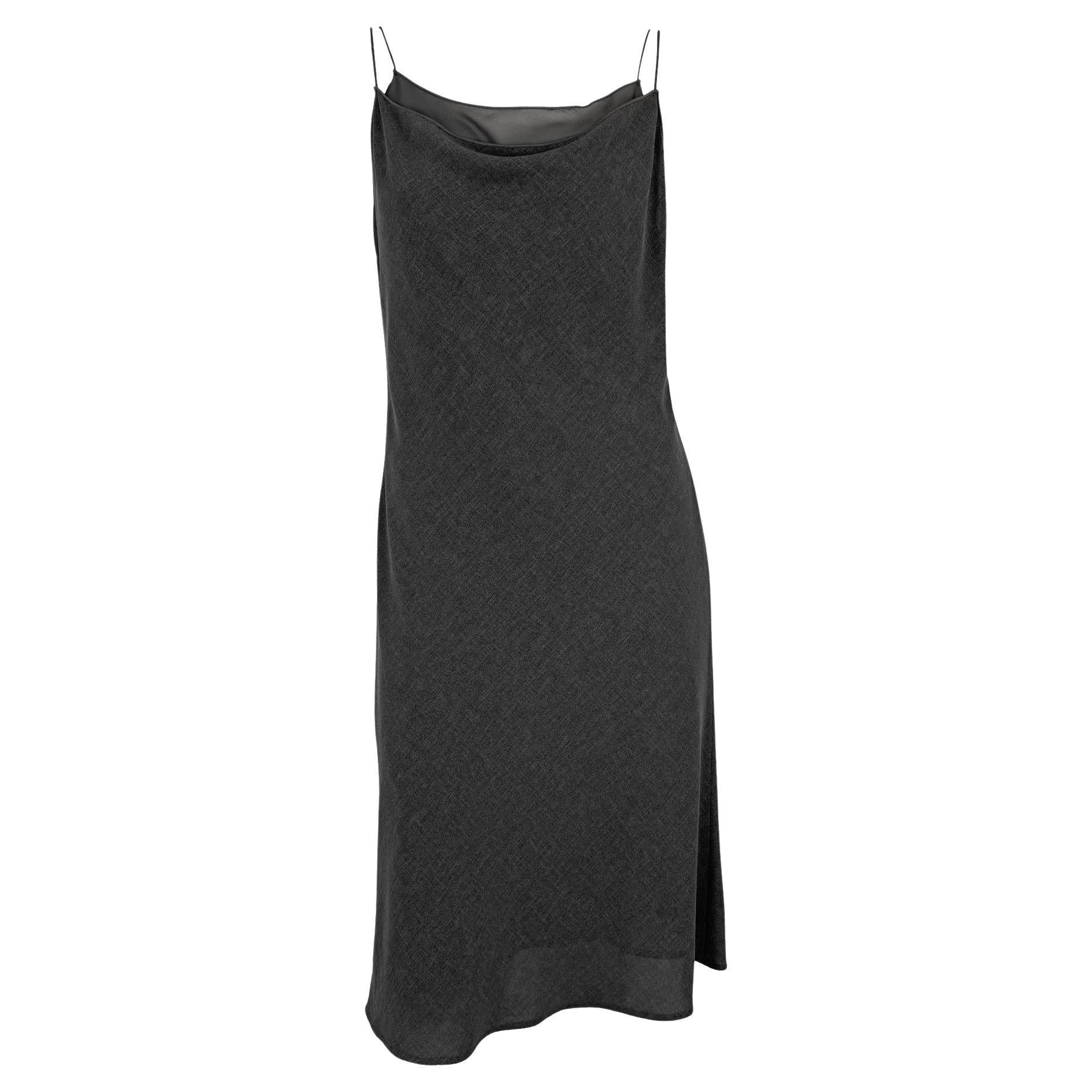 Late 1990s Giorgio Armani Grey Chiffon Double Slip Dress
