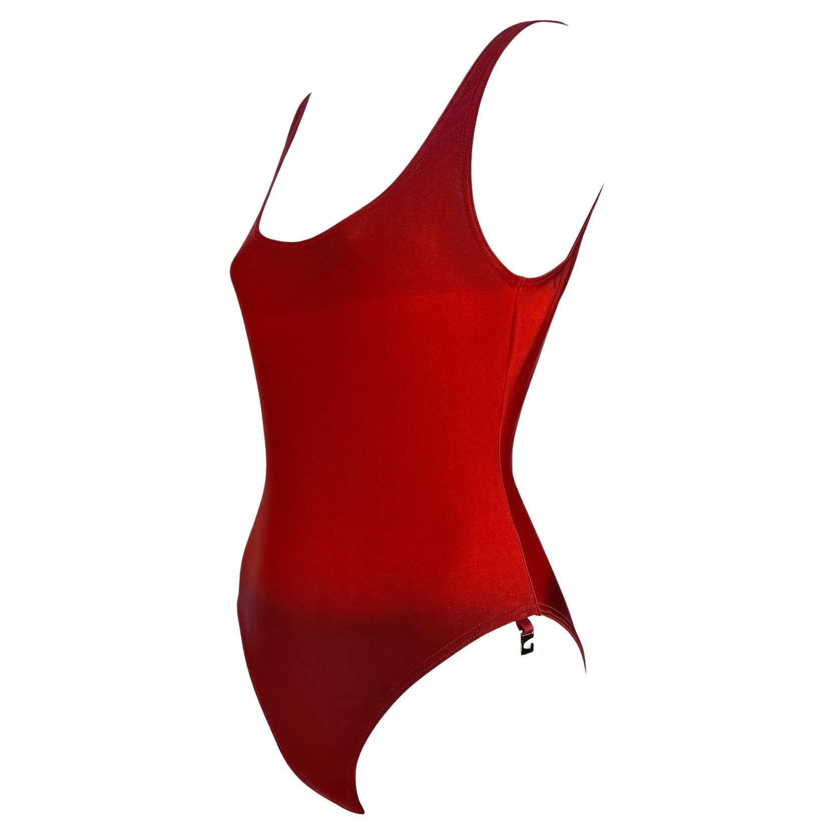S/S 1997 Gucci by Tom Ford G Medallion Red Ombré One Piece Swimsuit