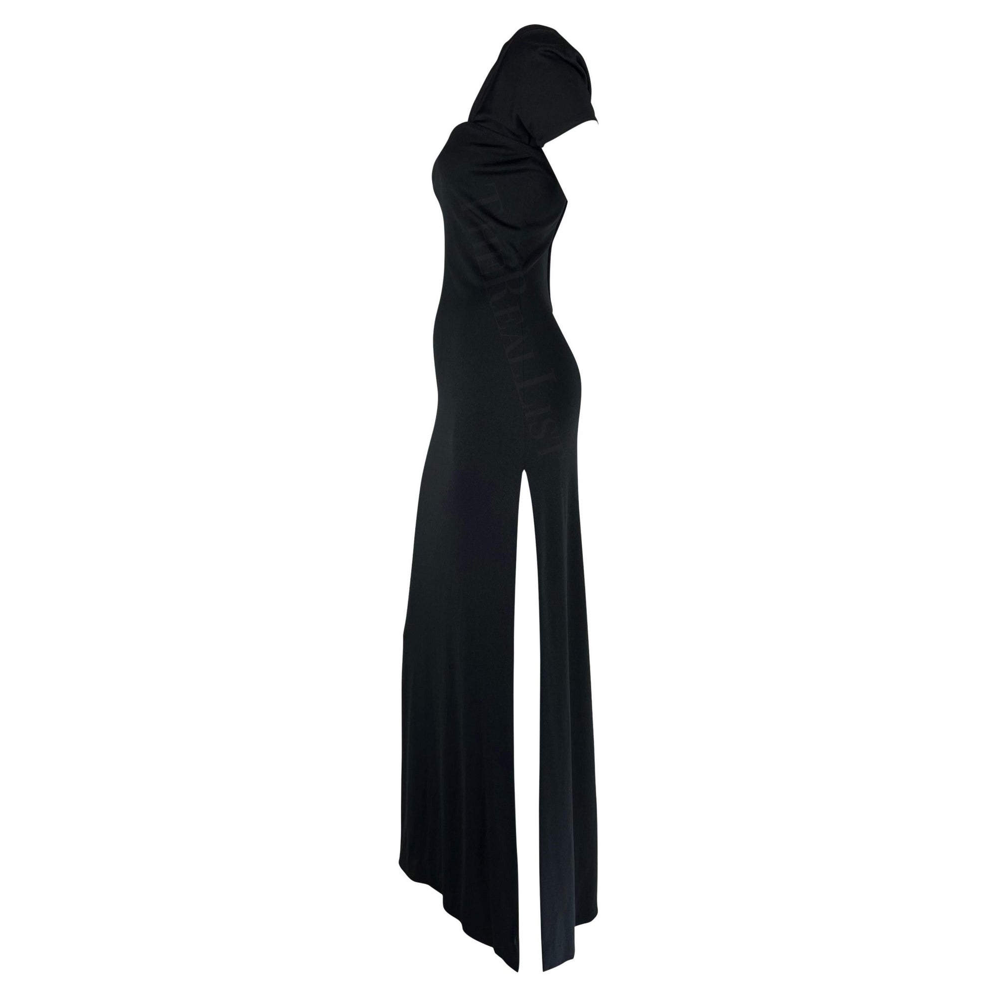 1970s Rudi Gernreich Black Single Shoulder High Slit Bodycon Column Stretch Gown - RealList