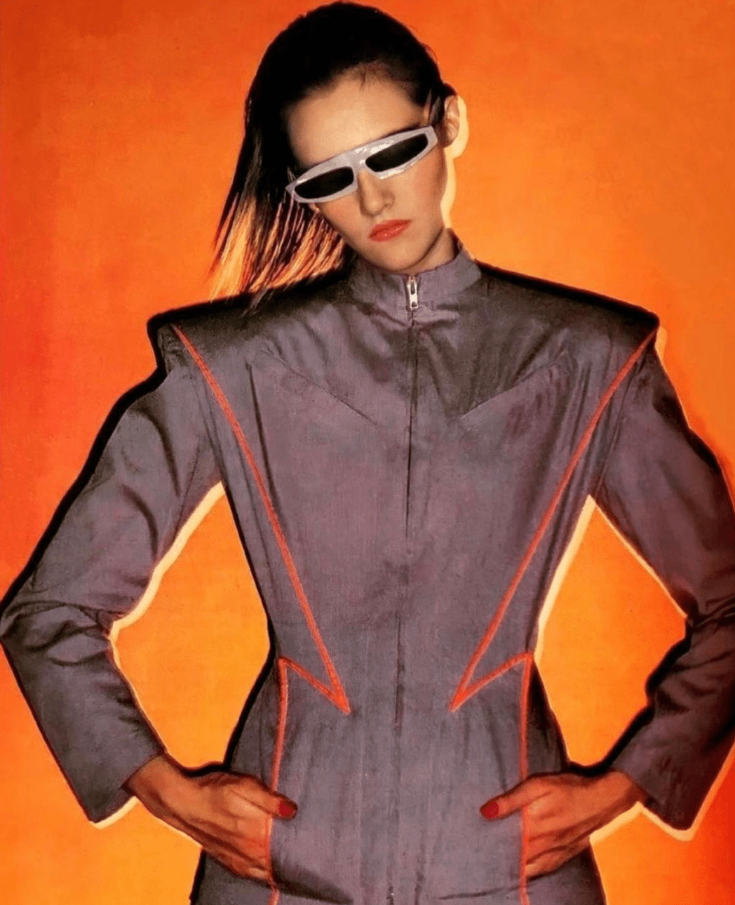 1979 Thierry Mugler Clear Shield Acrylic Amber Tinted Sunglasses - RealList