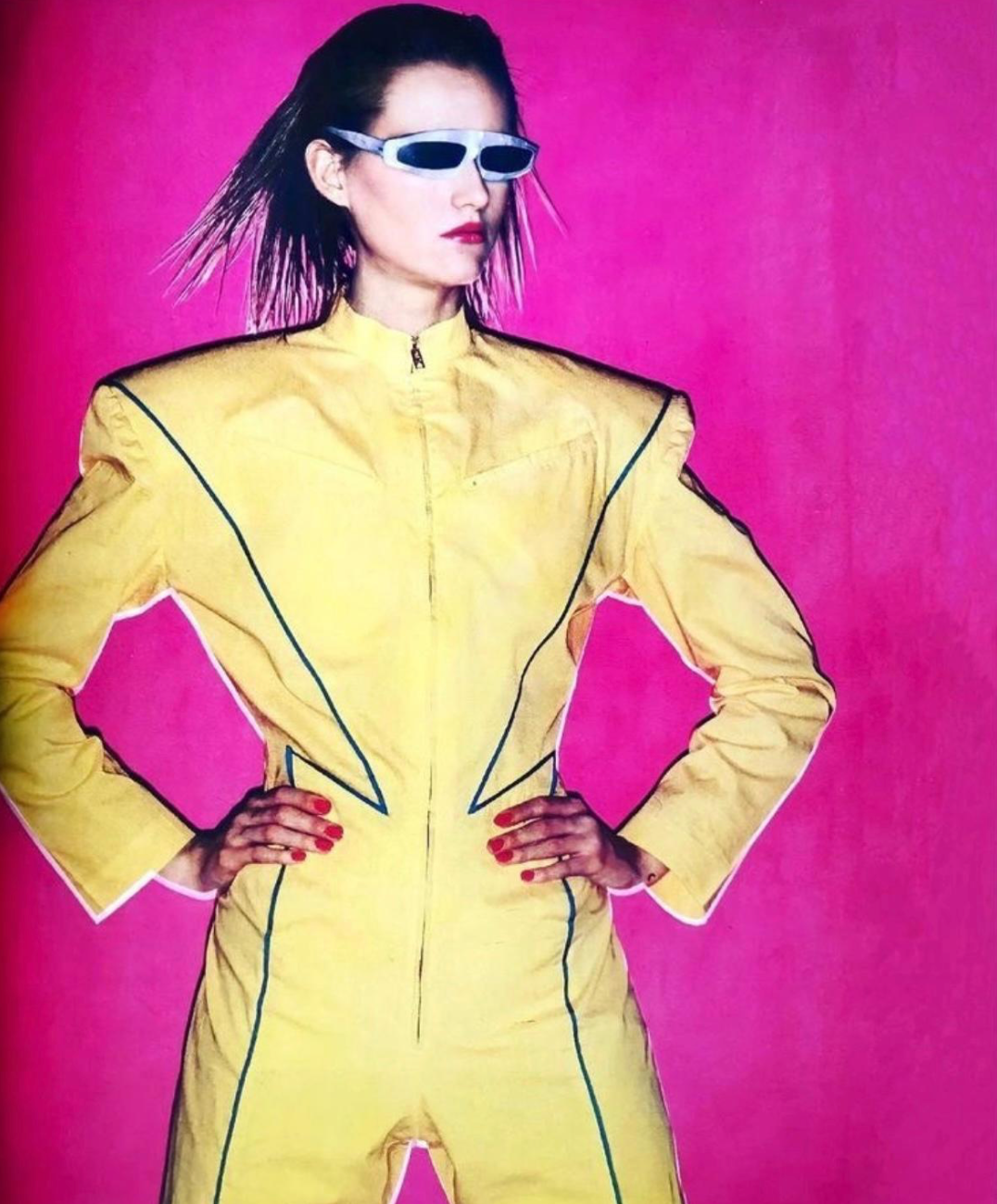 1979 Thierry Mugler Clear Shield Acrylic Amber Tinted Sunglasses - RealList