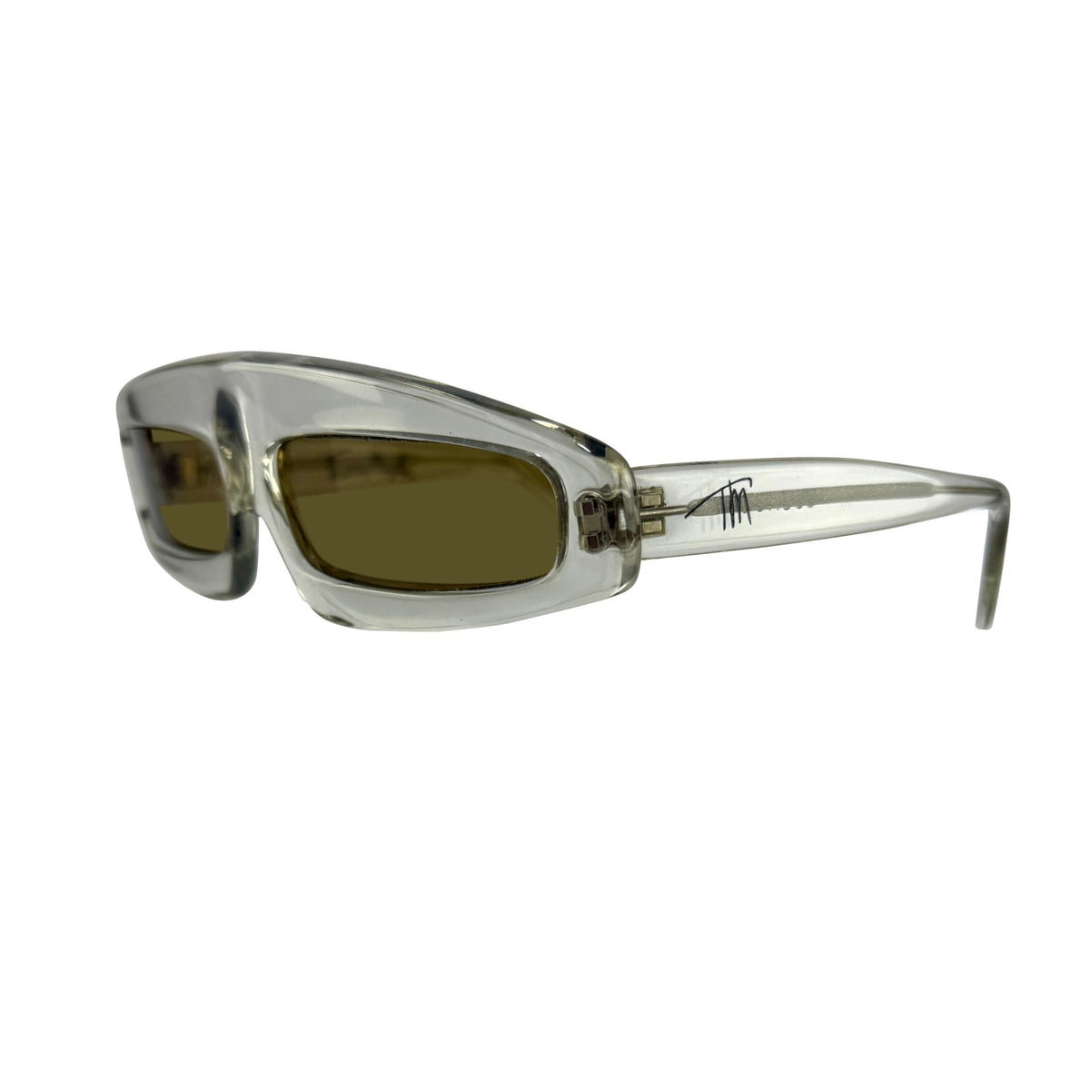 1979 Thierry Mugler Clear Shield Acrylic Amber Tinted Sunglasses - RealList