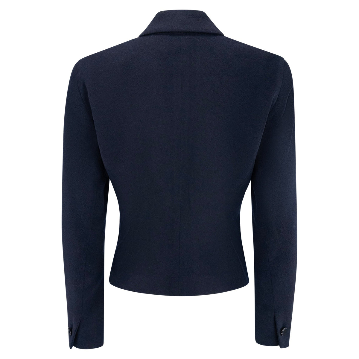 1980s Donna Karan Navy Blue Felted Wool Cashmere Blazer - RealList
