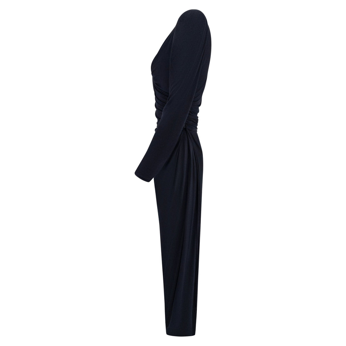 1980s Emanuel Ungaro Black Stretch Jersey Wrap - Style Long Sleeve Gown - RealList