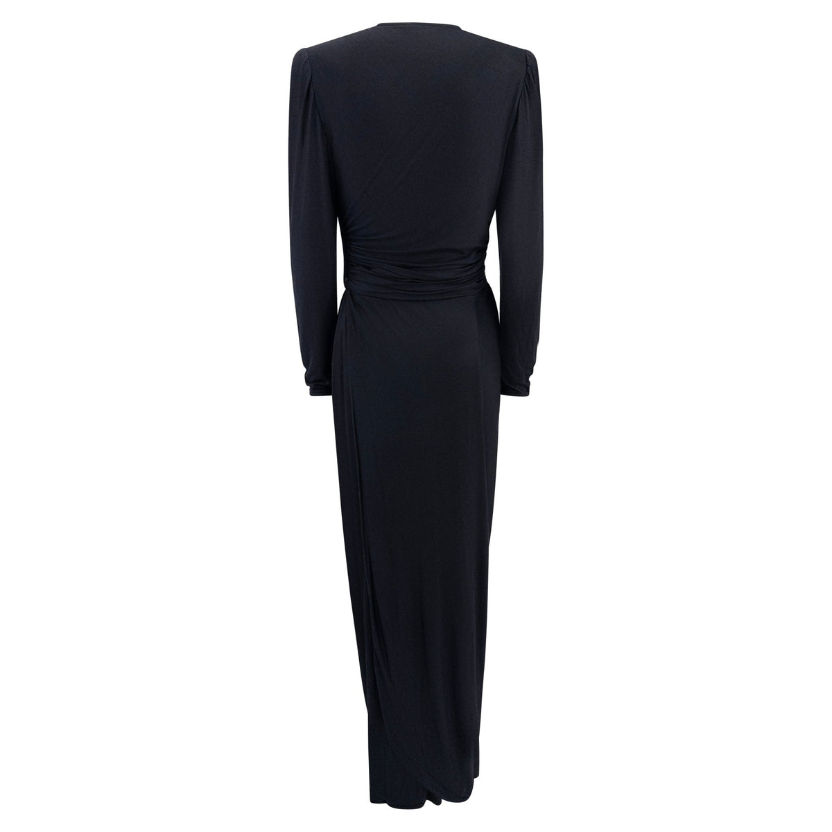 1980s Emanuel Ungaro Black Stretch Jersey Wrap - Style Long Sleeve Gown - RealList