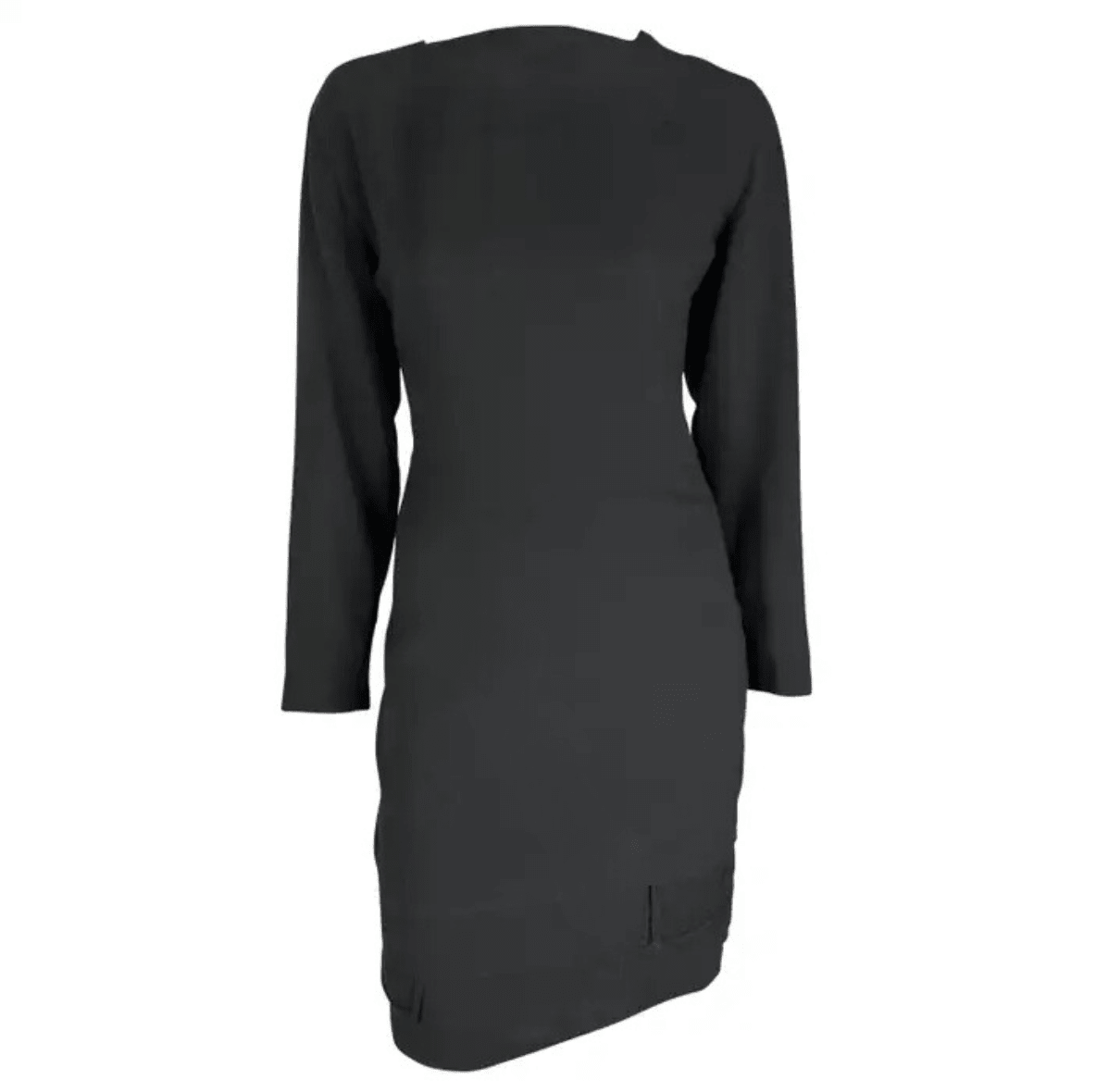 1980s Gianni Versace Black Tiered Hem Long Sleeve Dress - RealList