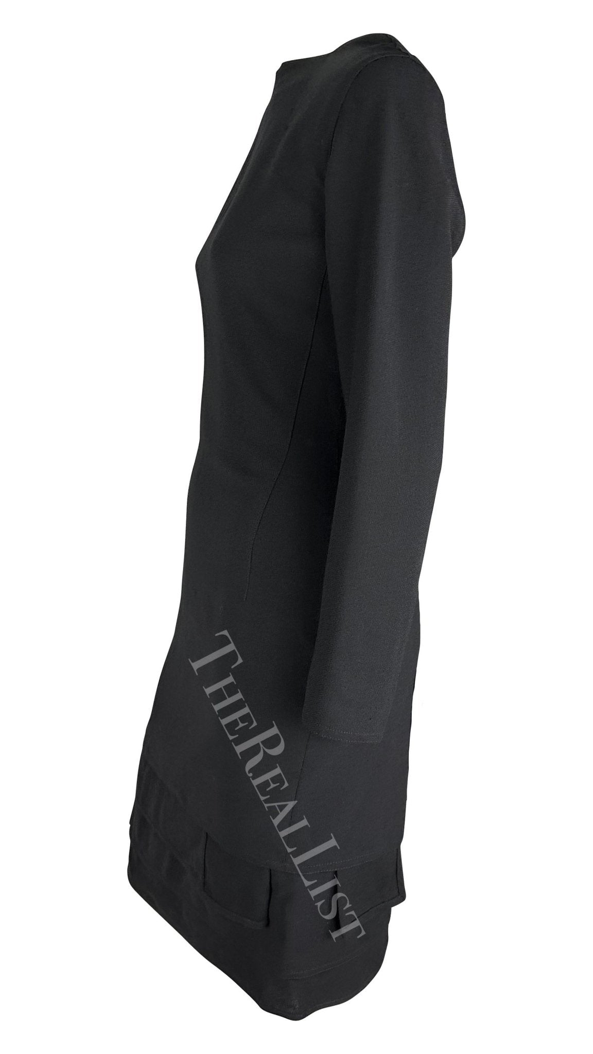 1980s Gianni Versace Black Tiered Hem Long Sleeve Dress - RealList