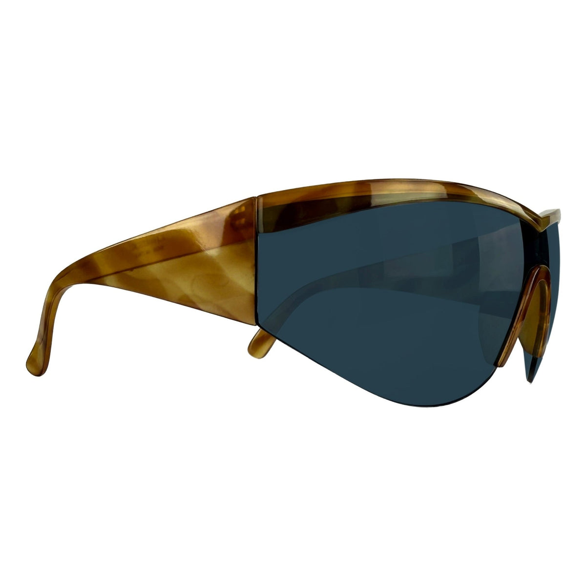 1980s Gianni Versace Light Tortoise Shell Oversized Shield Sunglasses - RealList