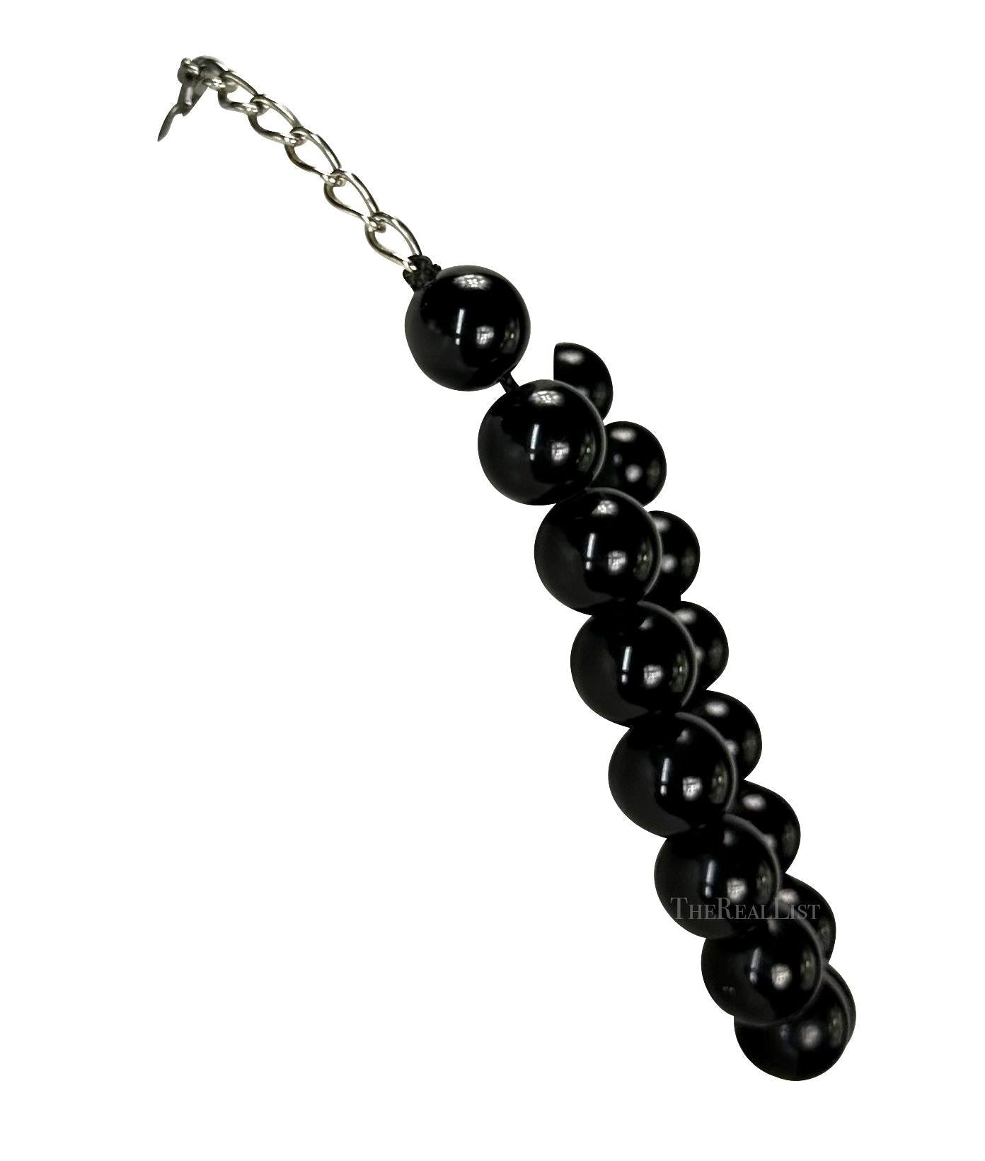 1980s Gianni Versace Oversized Black Lacquer Bead Chain Necklace - RealList