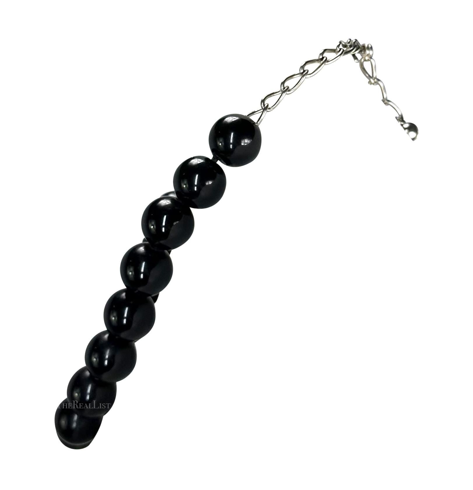 1980s Gianni Versace Oversized Black Lacquer Bead Chain Necklace - RealList