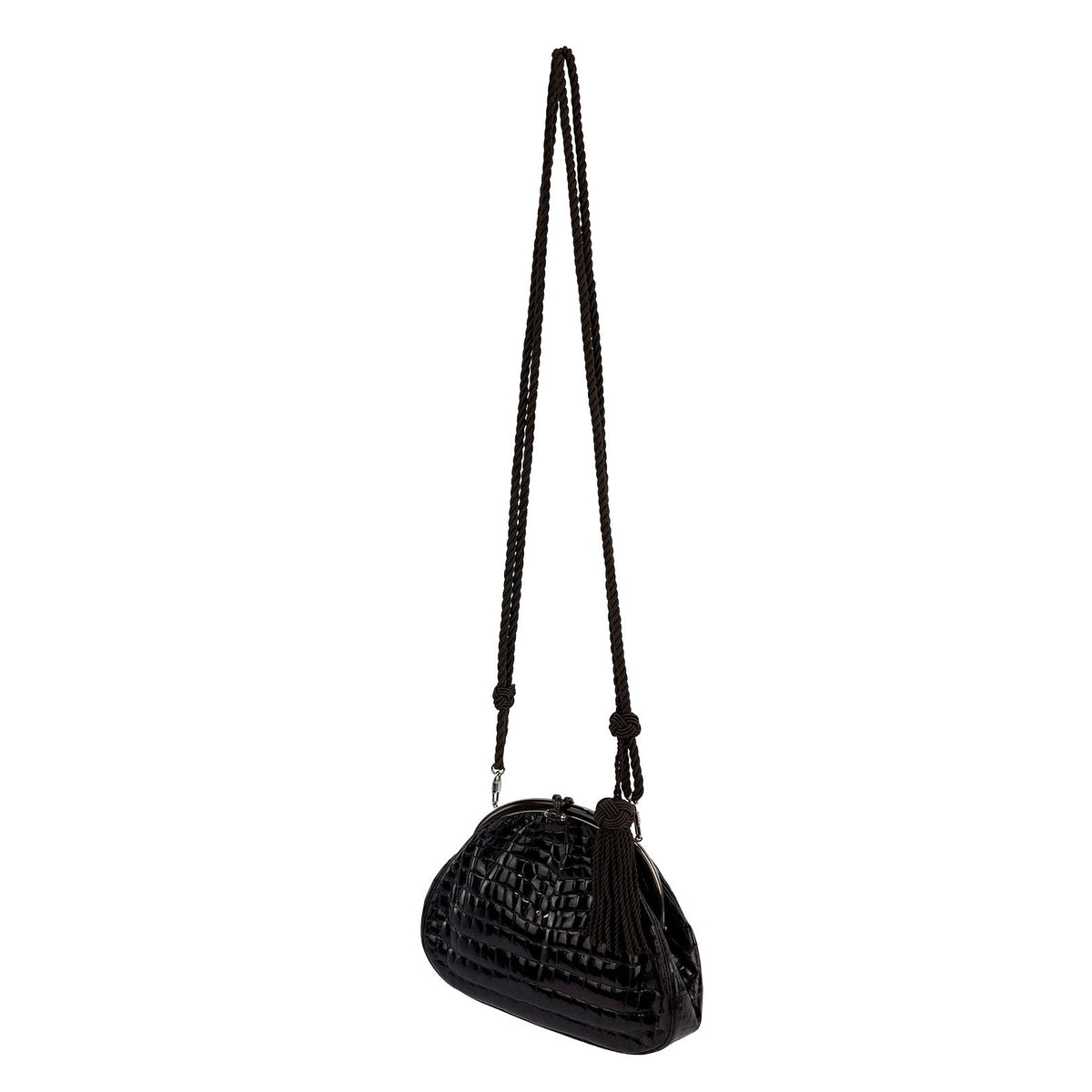 1980s Gucci Dark Brown Genuine Crocodile Convertible Evening Bag - RealList