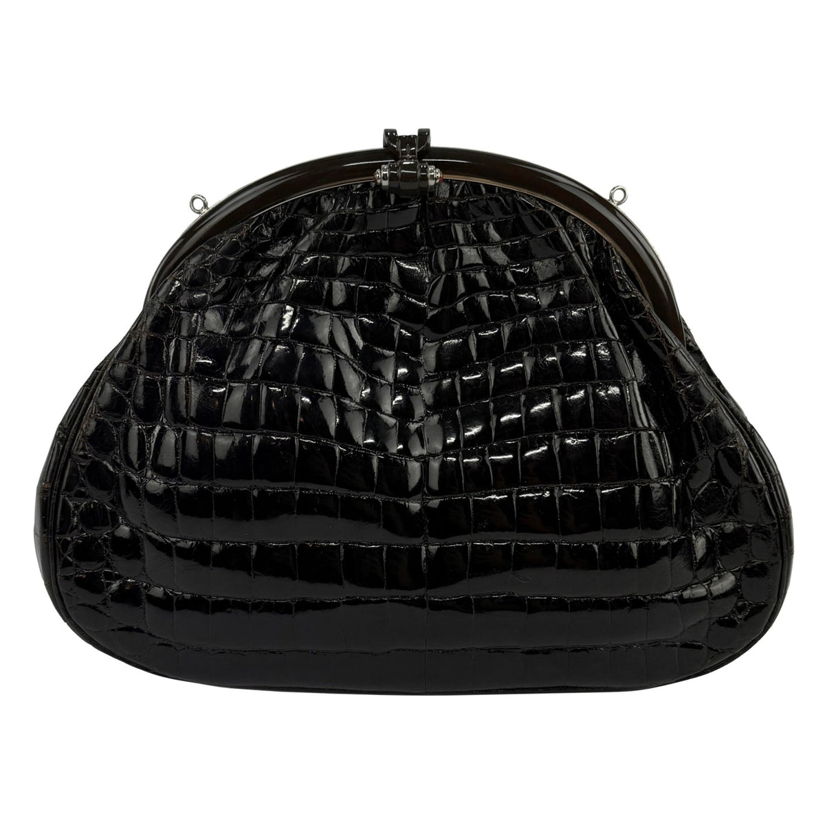 1980s Gucci Dark Brown Genuine Crocodile Convertible Evening Bag - RealList
