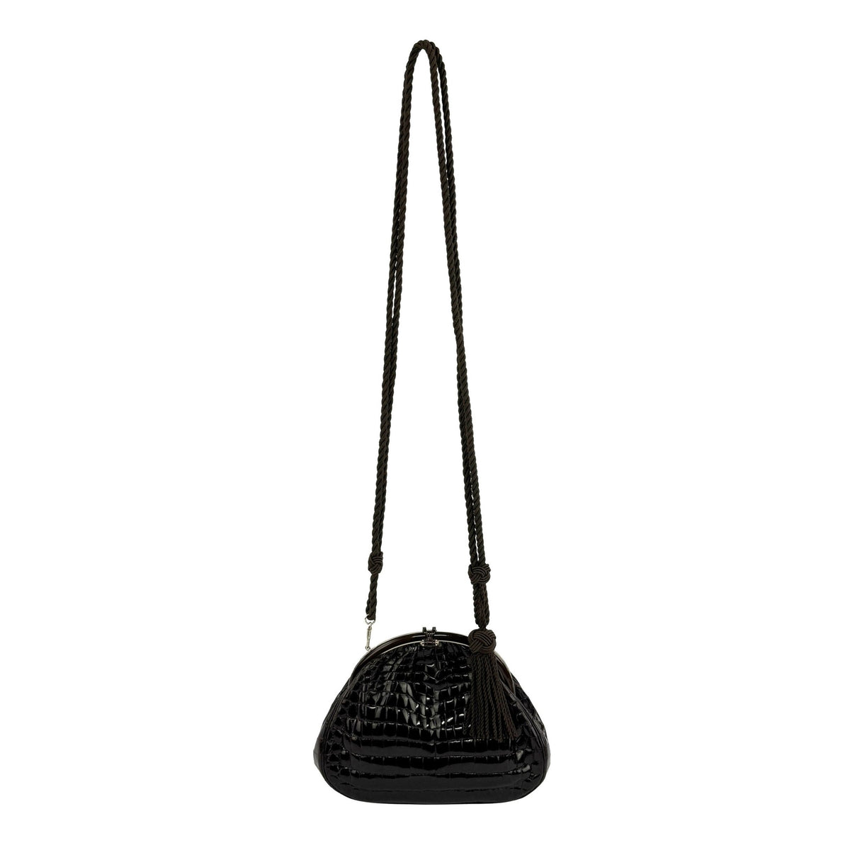 1980s Gucci Dark Brown Genuine Crocodile Convertible Evening Bag - RealList