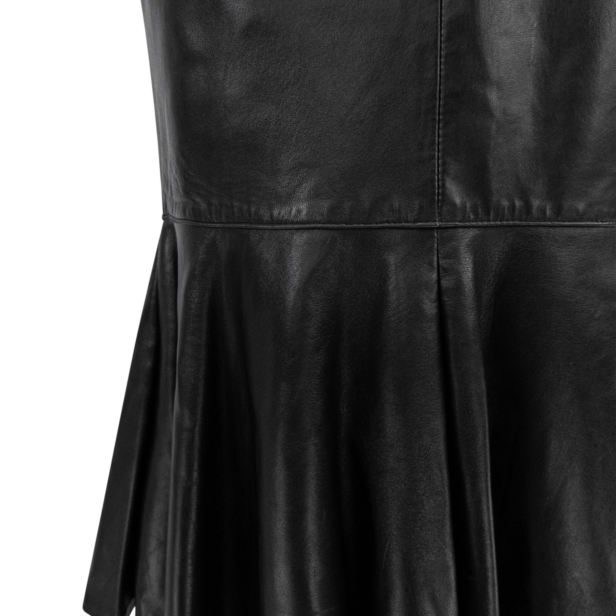 1980s Jean Claude Jitrois Black Leather Corset Flared Skirt Set - RealList