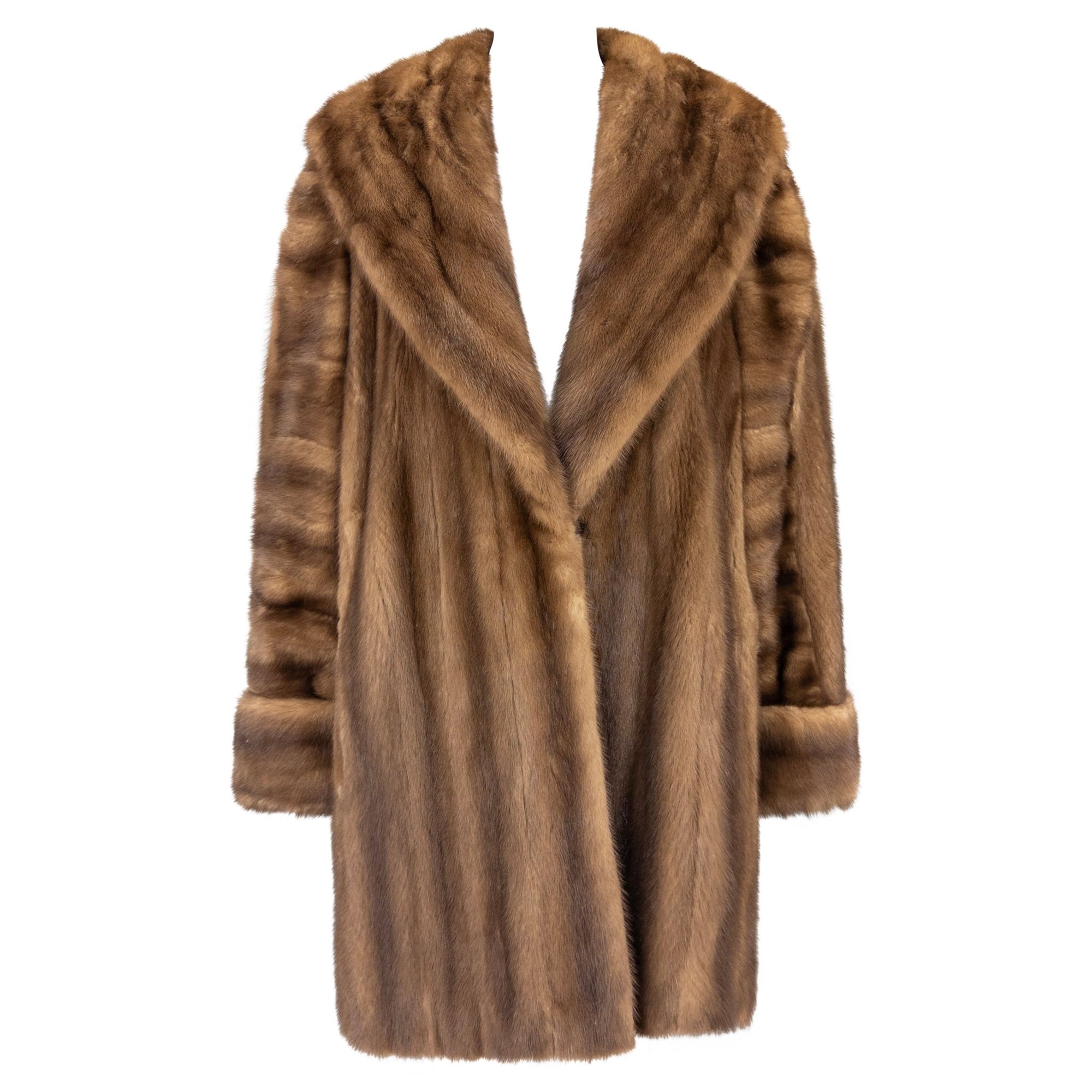 1980s Karl Lagerfeld Honey Brown Genuine Mink Oversized Coat - RealList