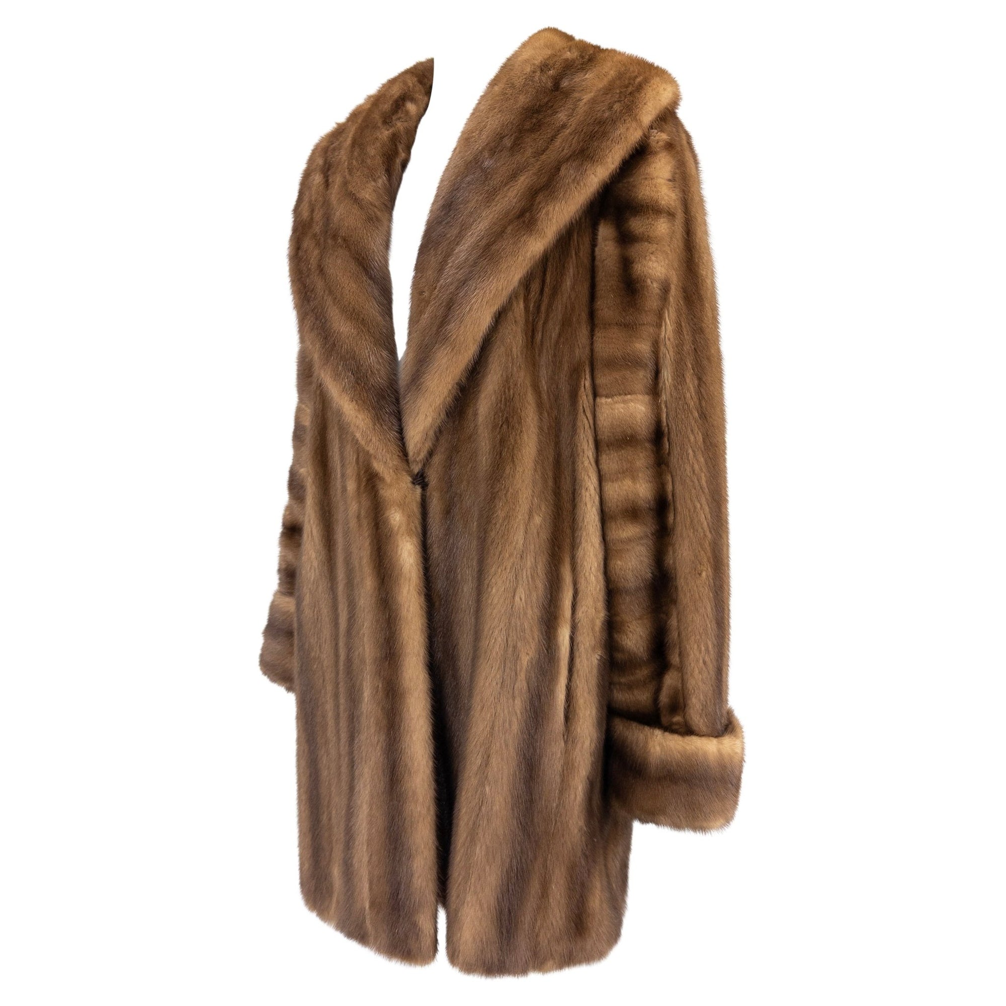 1980s Karl Lagerfeld Honey Brown Genuine Mink Oversized Coat - RealList