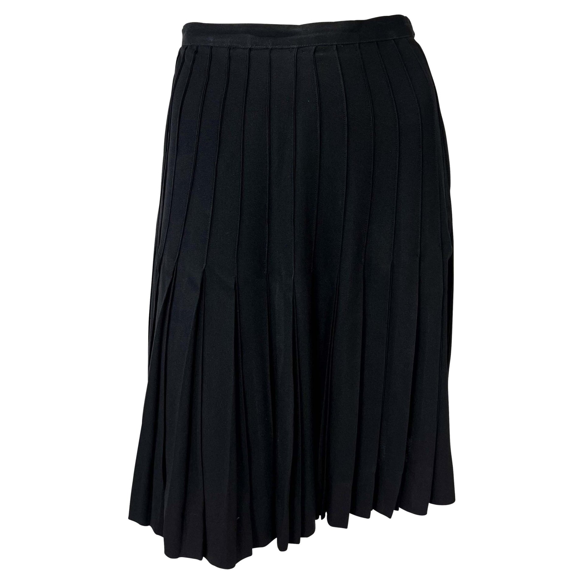 1980s Saint Laurent Rive Gauche Accordion Pleated Black Flare Skirt - RealList