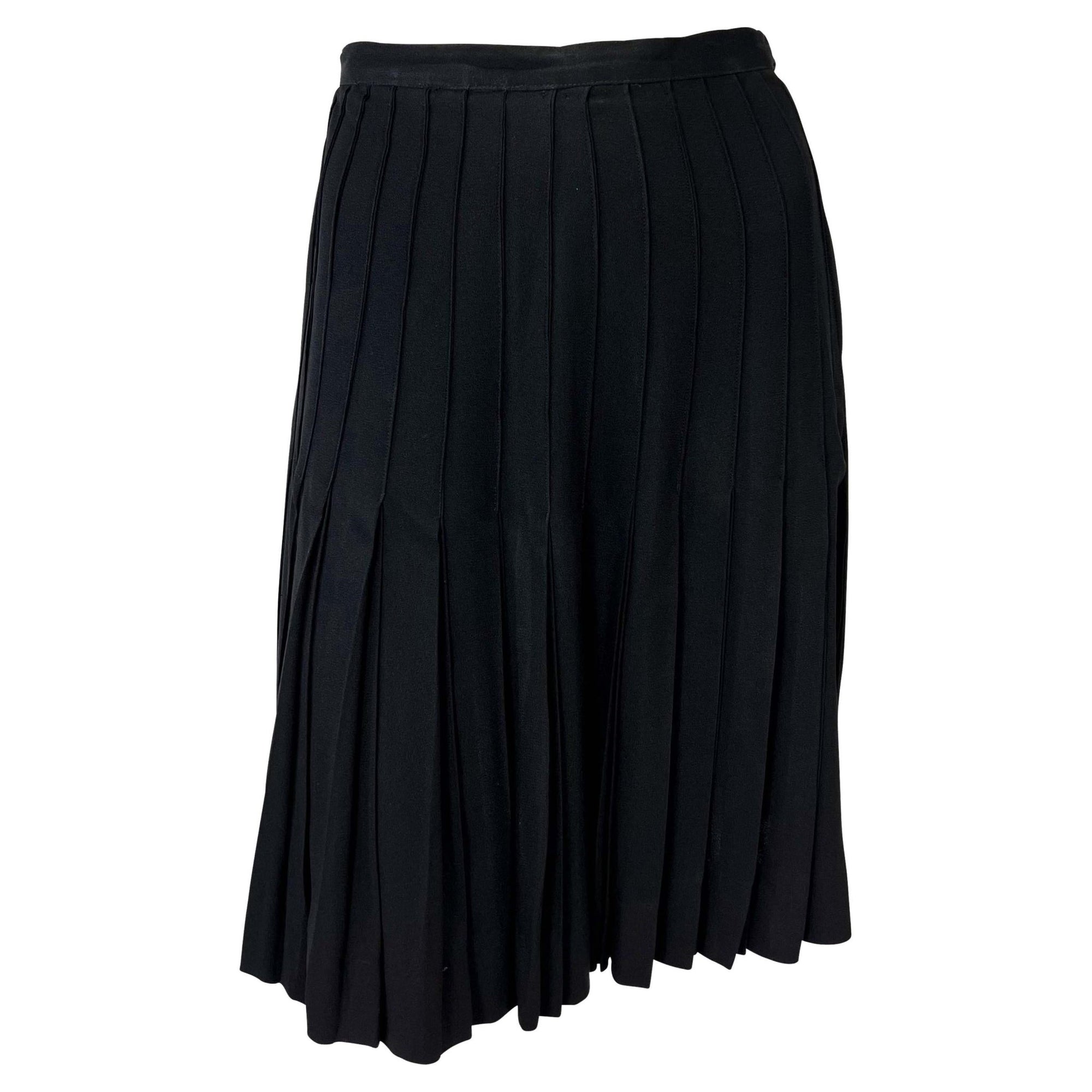 1980s Saint Laurent Rive Gauche Accordion Pleated Black Flare Skirt - RealList