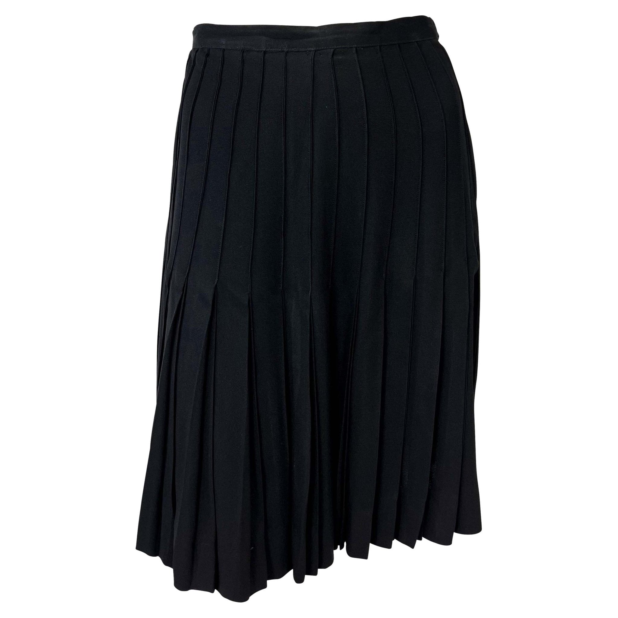1980s Saint Laurent Rive Gauche Accordion Pleated Black Flare Skirt - RealList