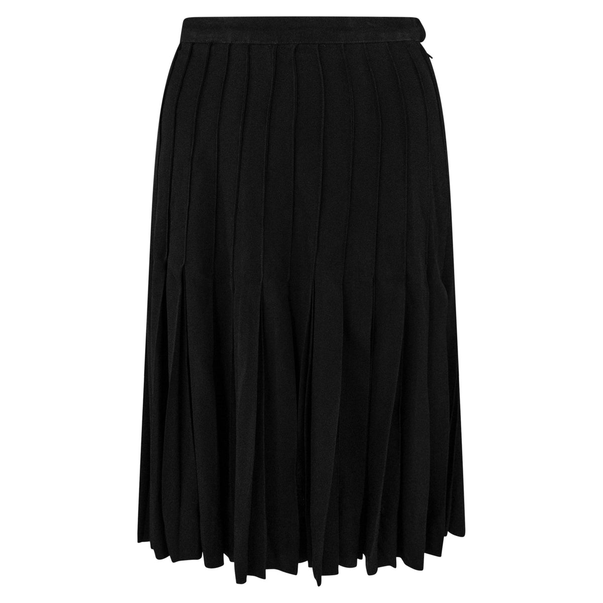 1980s Saint Laurent Rive Gauche Accordion Pleated Black Flare Skirt - RealList