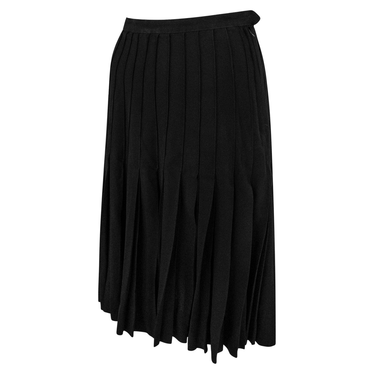 1980s Saint Laurent Rive Gauche Accordion Pleated Black Flare Skirt - RealList