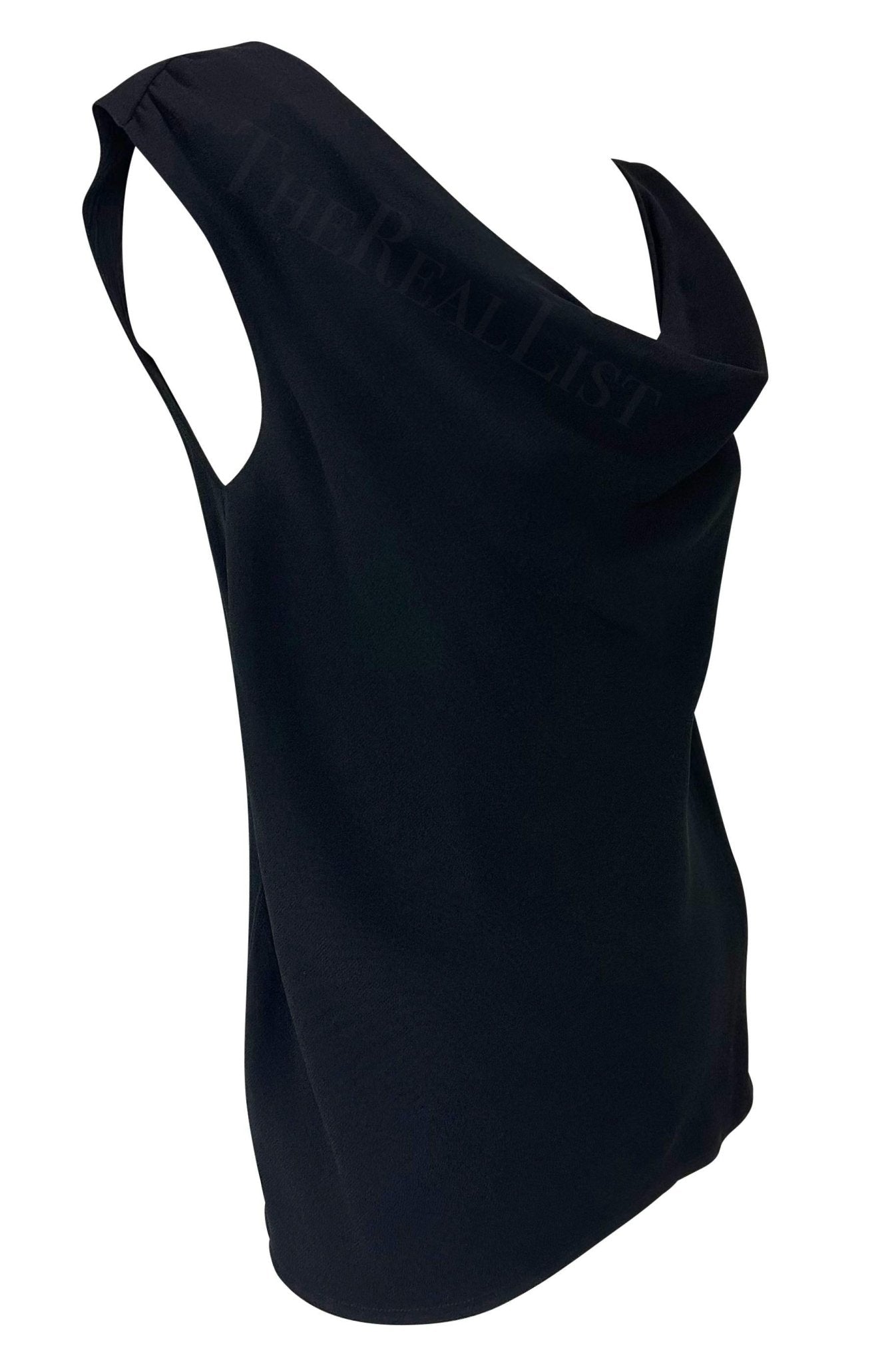 1980s Saint Laurent Rive Gauche Black Cowl Neck Sleeveless Top - RealList