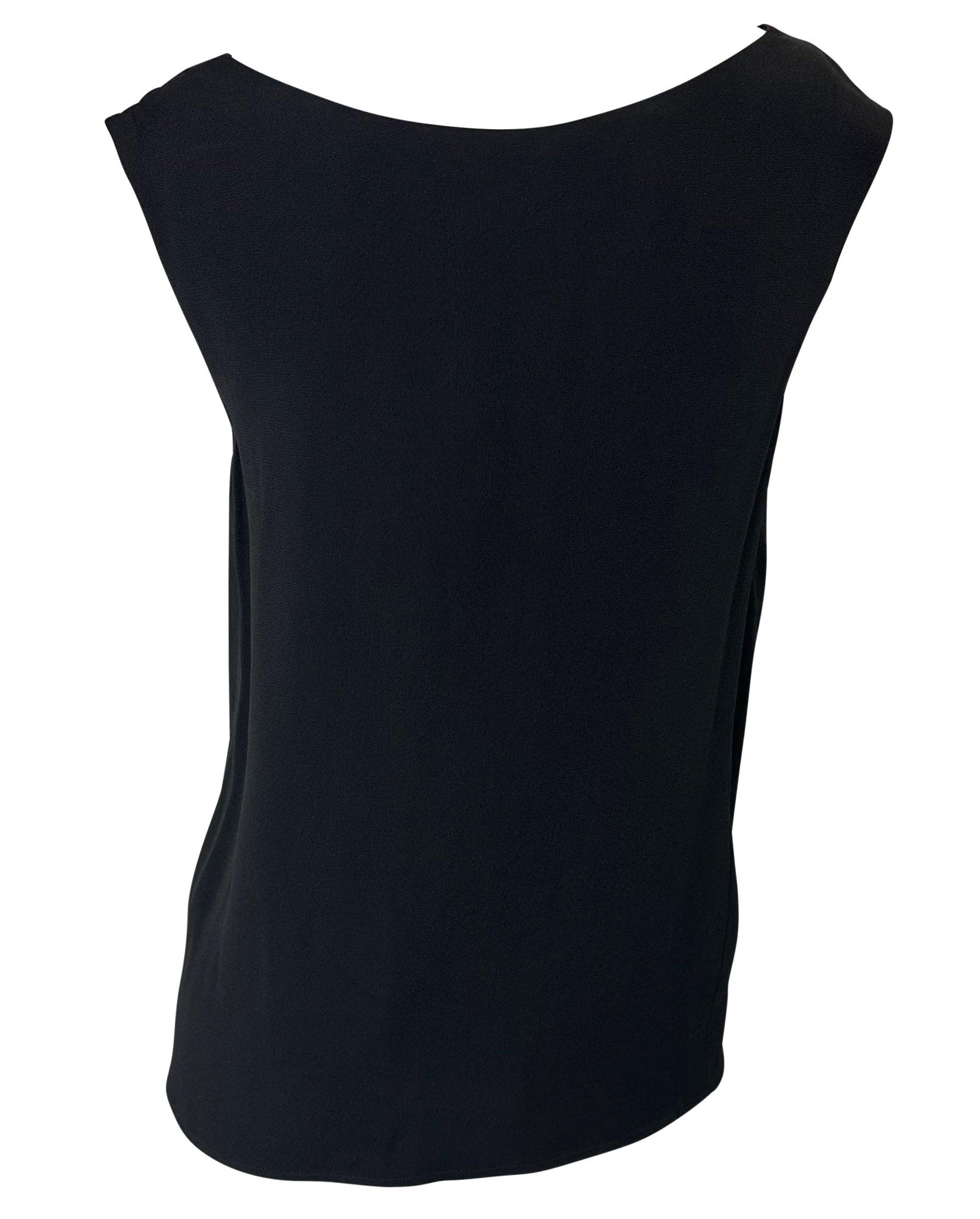 1980s Saint Laurent Rive Gauche Black Cowl Neck Sleeveless Top - RealList