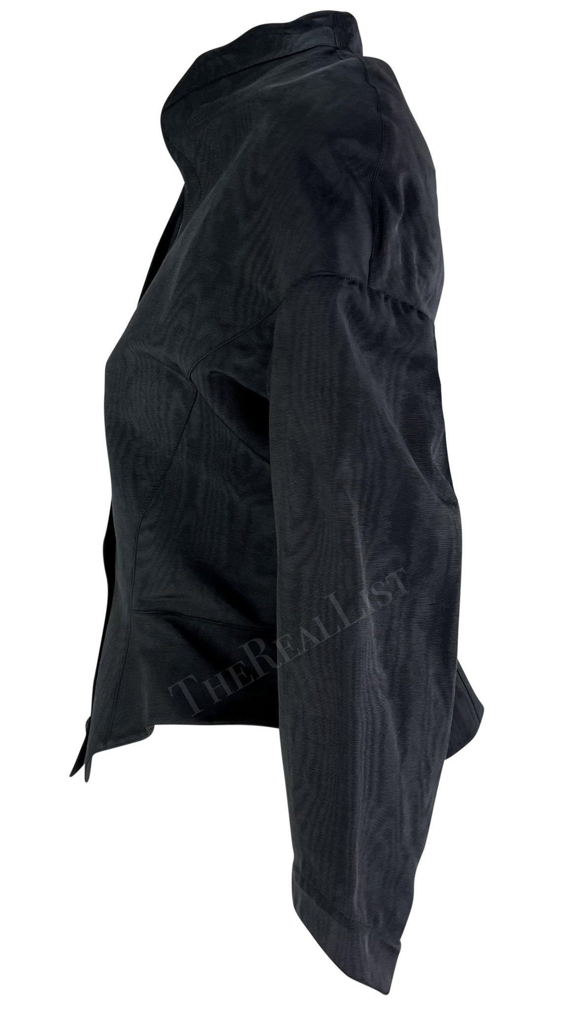 1980s Thierry Mugler Asymmetric Navy Blazer Jacket - RealList
