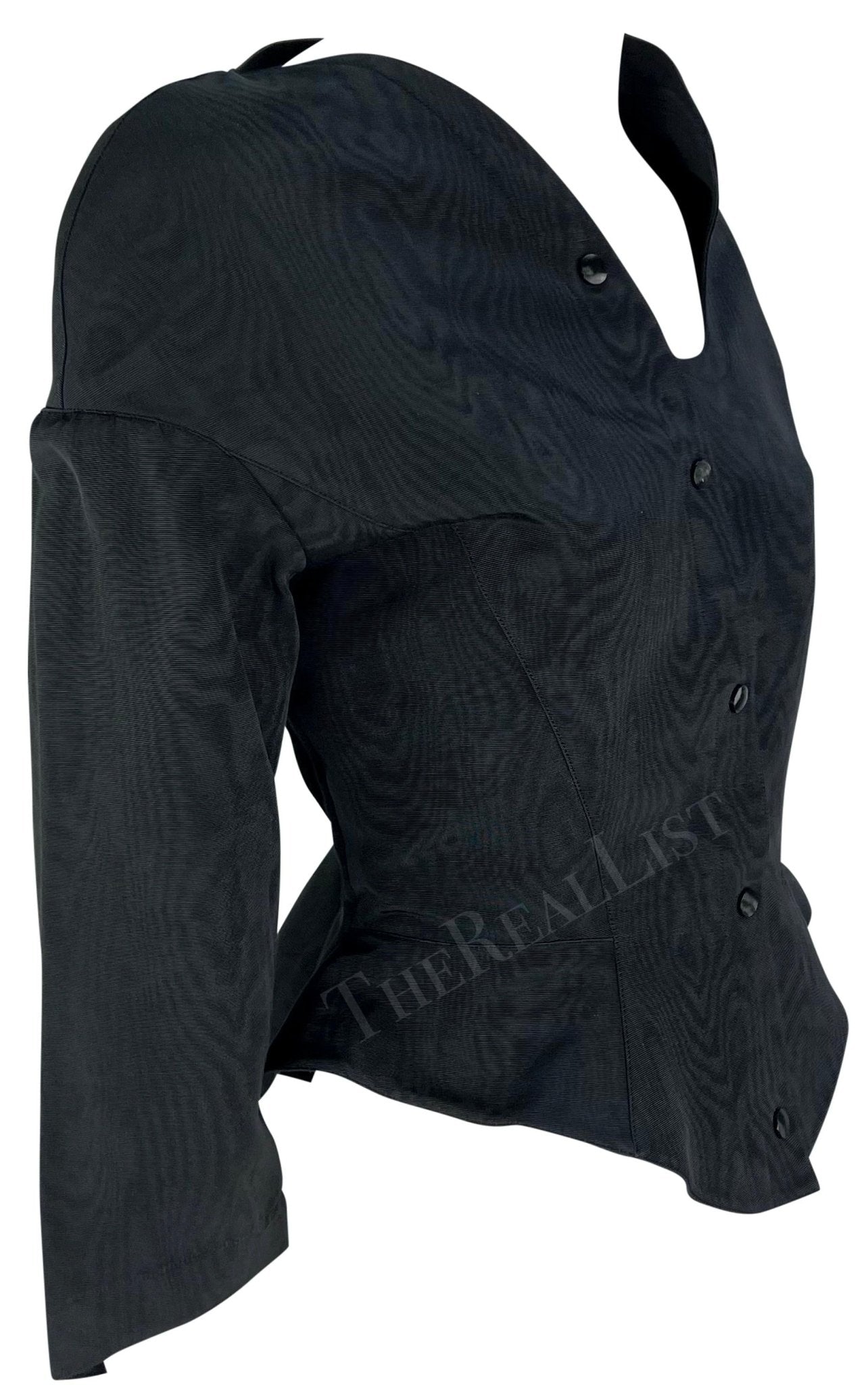 1980s Thierry Mugler Asymmetric Navy Blazer Jacket - RealList
