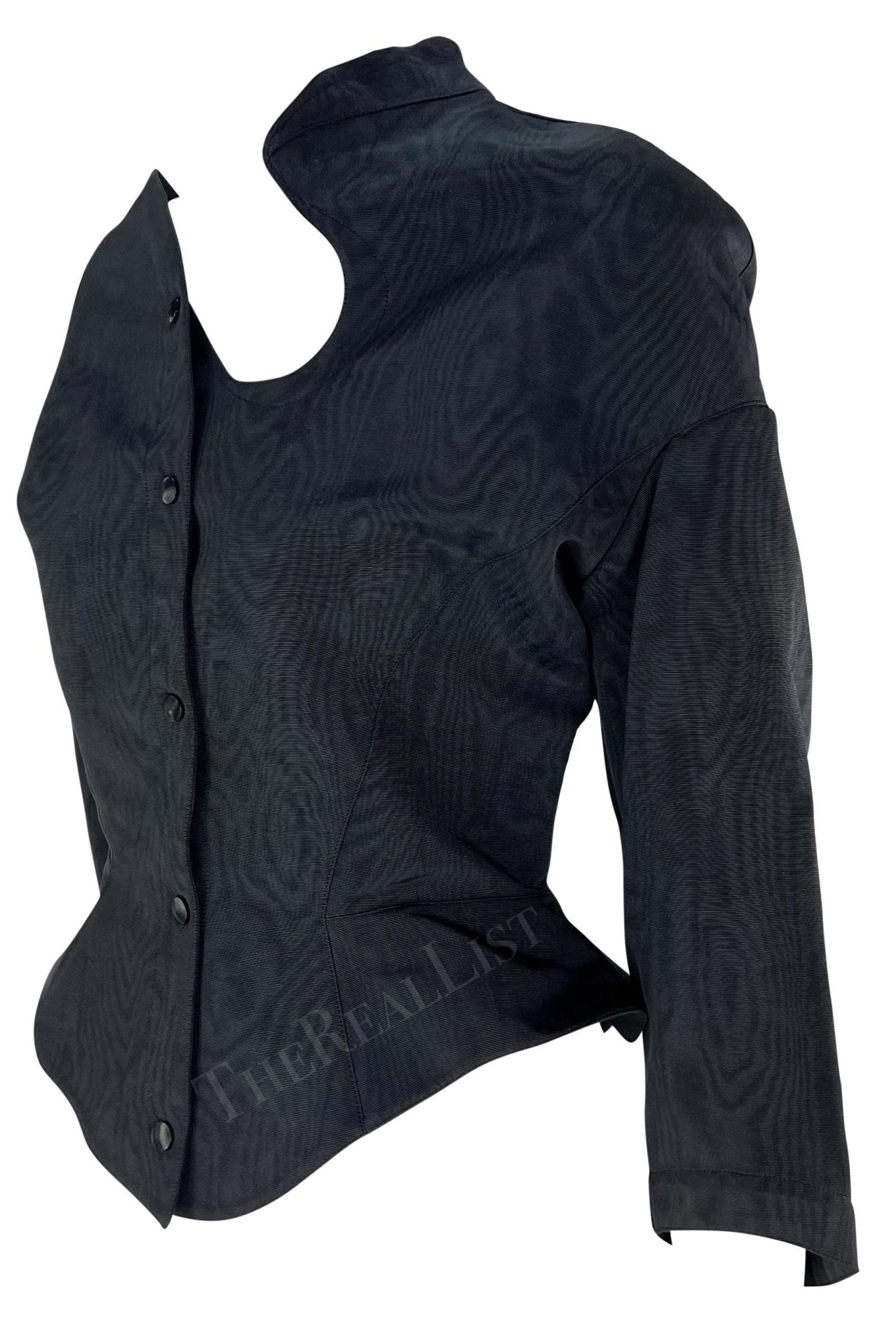 1980s Thierry Mugler Asymmetric Navy Blazer Jacket - RealList