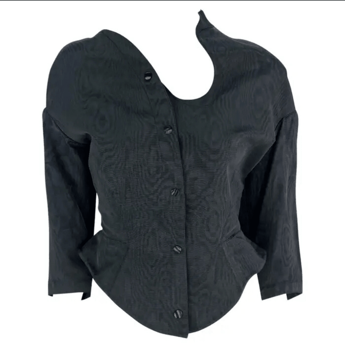 1980s Thierry Mugler Asymmetric Navy Blazer Jacket - RealList