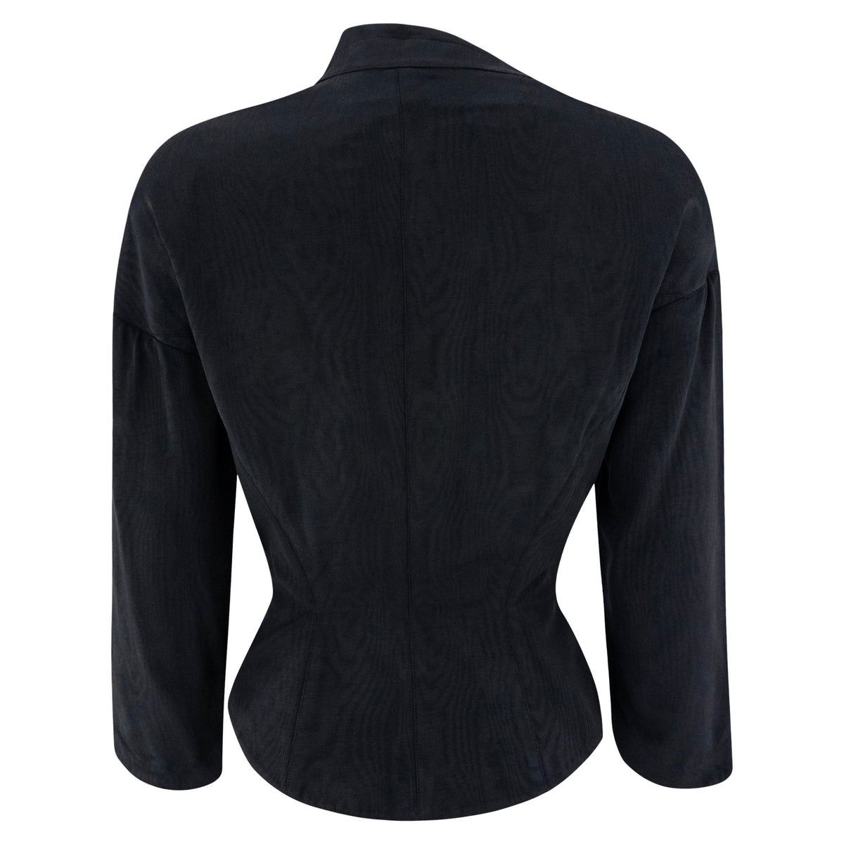 1980s Thierry Mugler Asymmetric Navy Faille Cropped Blazer Jacket - RealList