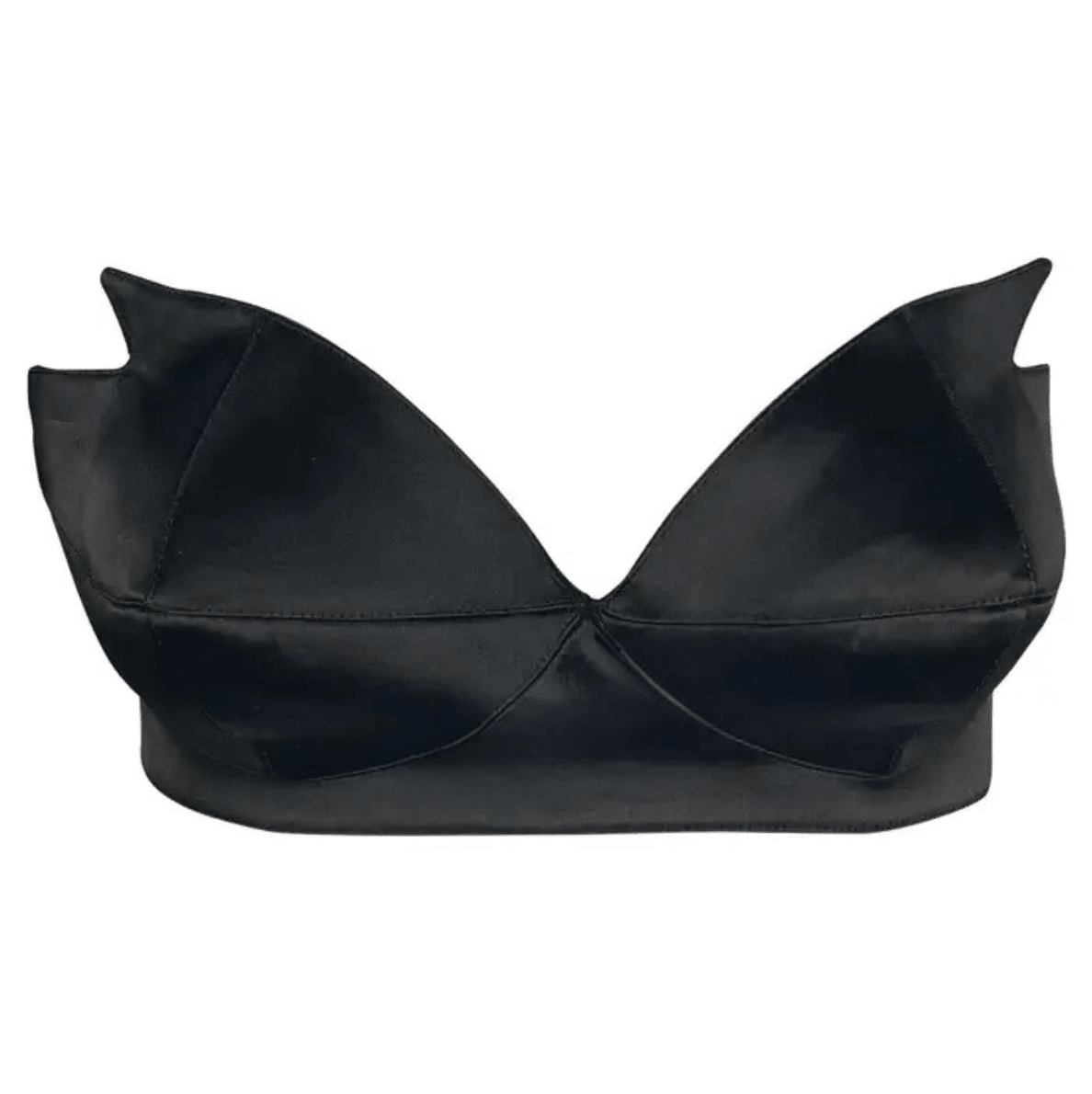 1980s Thierry Mugler Black Satin Pointed Bralette Top - RealList