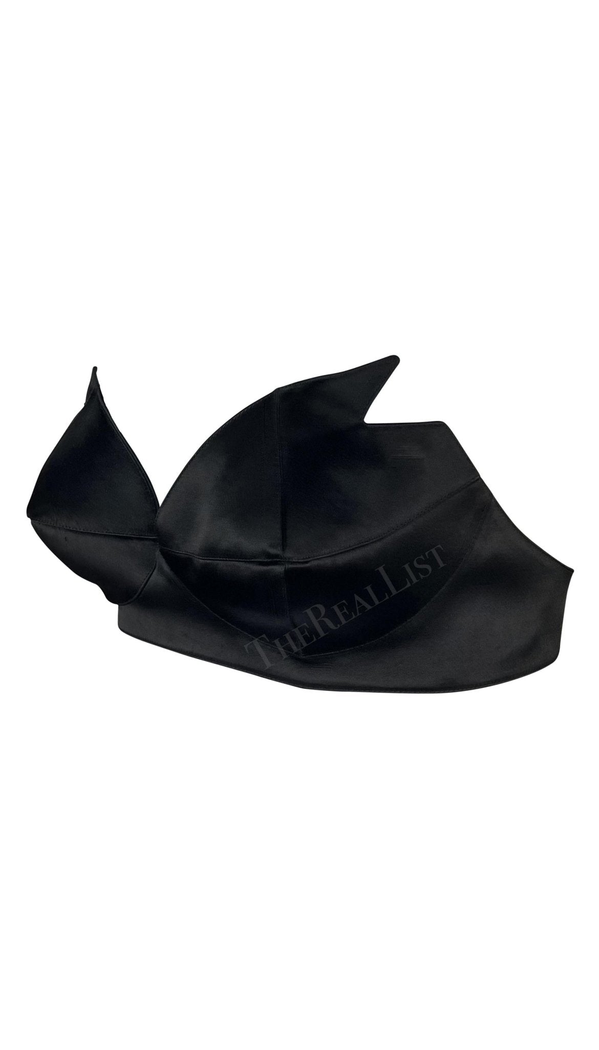 1980s Thierry Mugler Black Satin Pointed Bralette Top - RealList