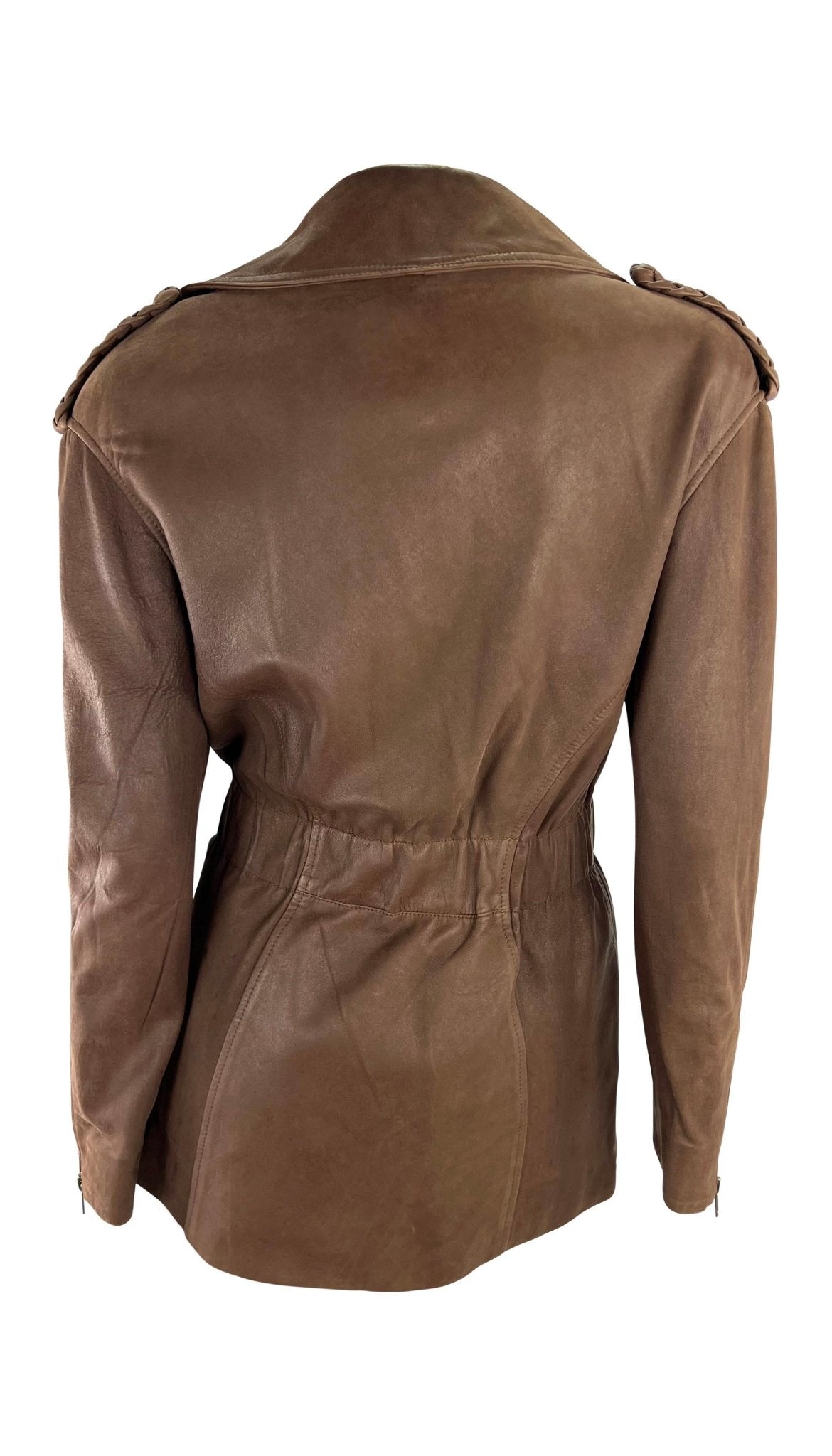 1980s Thierry Mugler Brown Suede Leather Moto Zip Biker Jacket - RealList